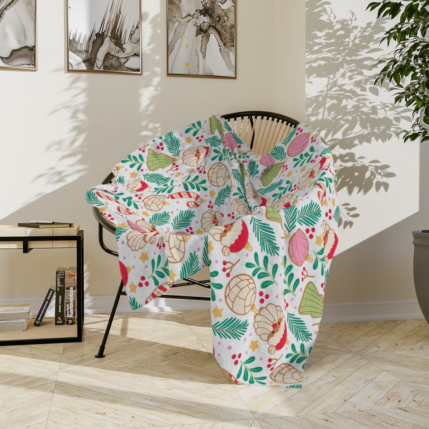 Feliz navidad Blanket for holiday season. Concha blanket for baker, panadero or Mexican family.