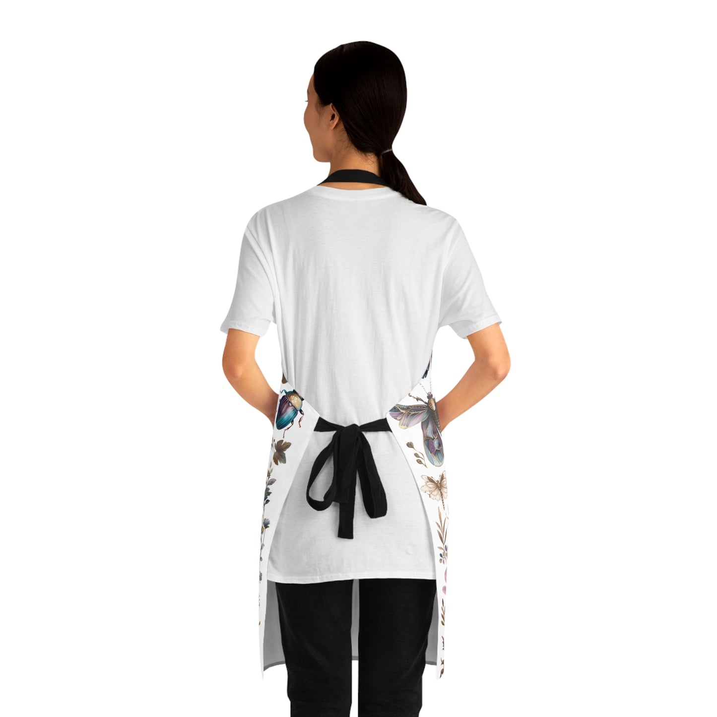 Beetles and purples flowers Apron. Victorian beetles and flowers art.