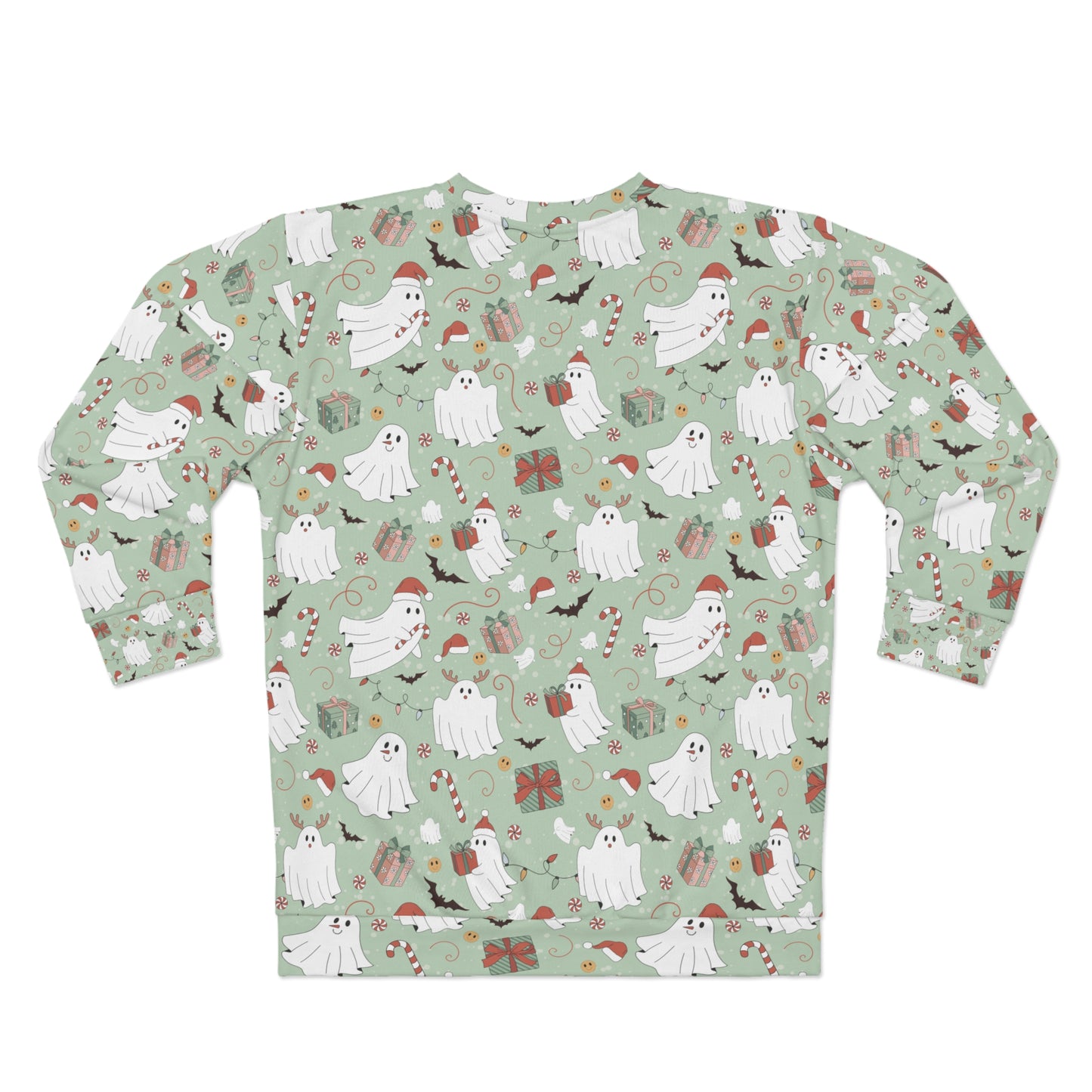 Cute ghost with Christmas vibes Unisex Sweatshirt for holiday season.