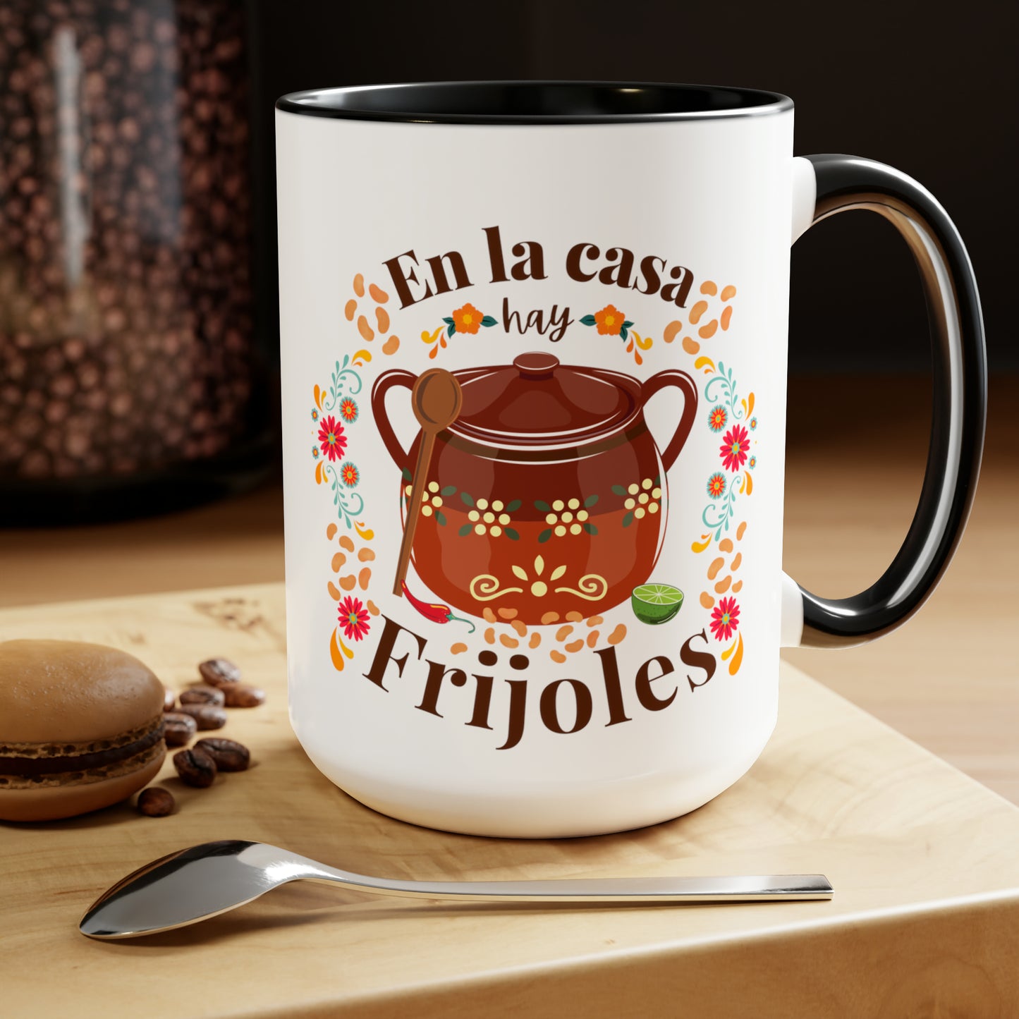 Funny Mexican Coffee Mugs, 15oz for Mexican mom. En la casa hay frijoles mug for Mothers Day, birthday day or dia de las madres