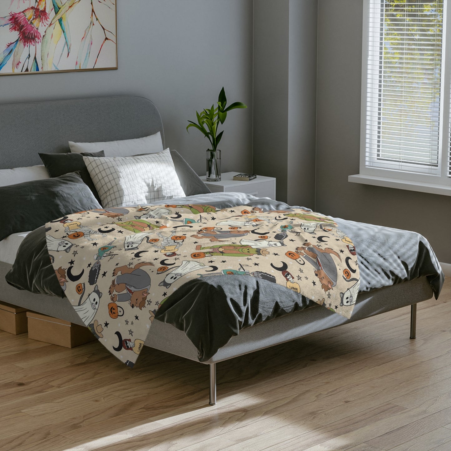 Cute Halloween blanket for Halloween lover or halloween season. Trick or treat Monsters soft Blanket for kids, youth or adults.