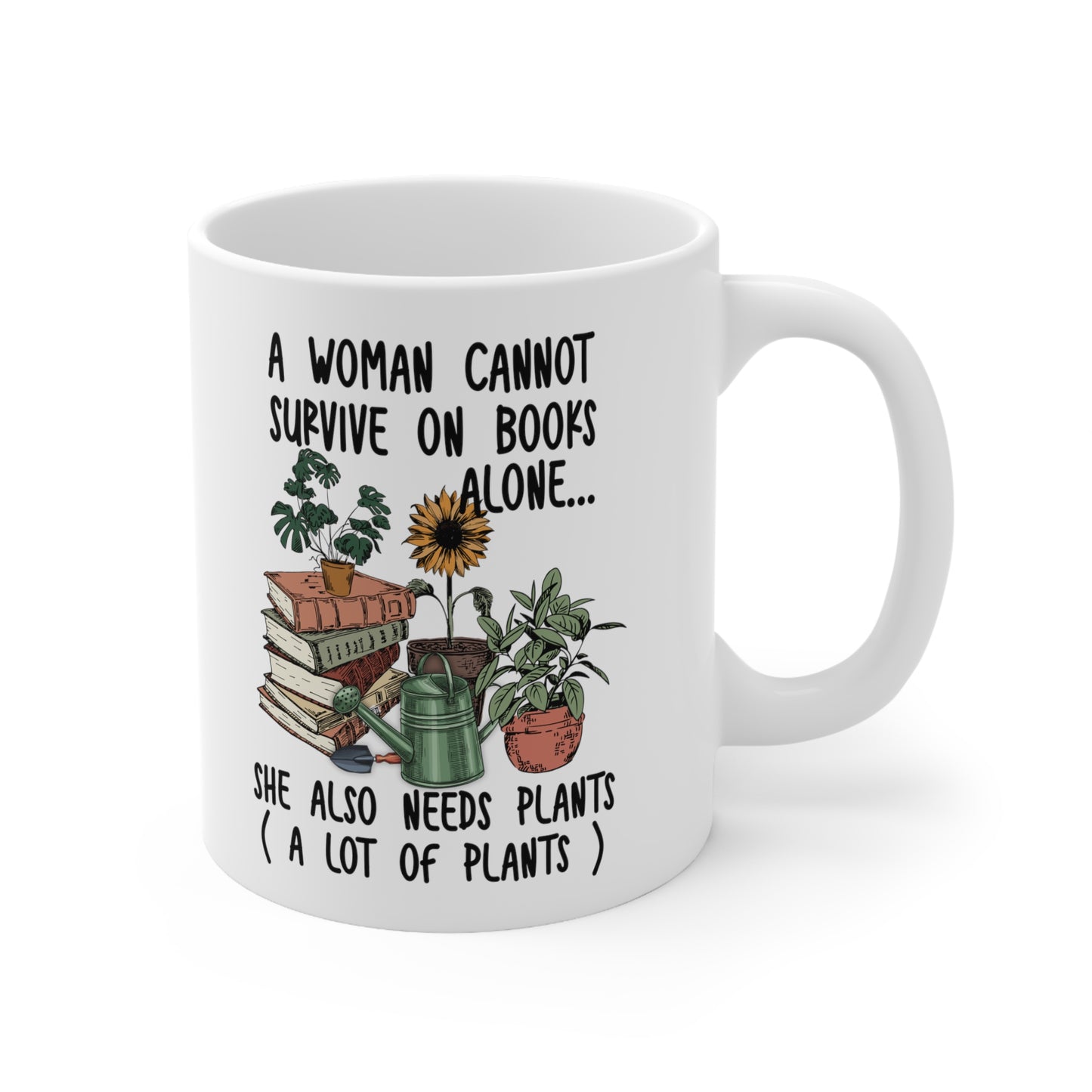 Books and plants lover Ceramic Mug 11oz. Plant lover and bookr lover coffee mug. Bookmark and plant lady mug