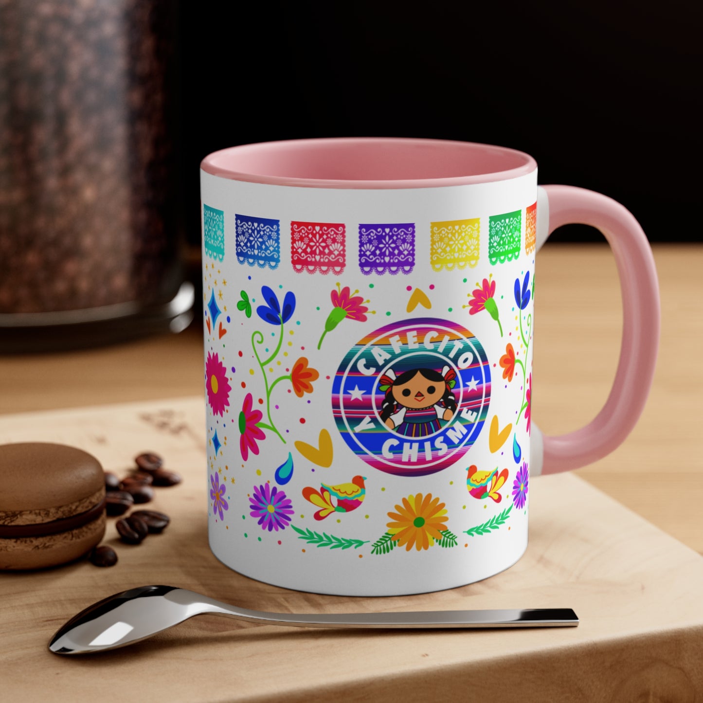 Cafecito y chisme Coffee Mug, 11oz. Mexican mug for her. Mexican gift ideas for woman. Café y chisme