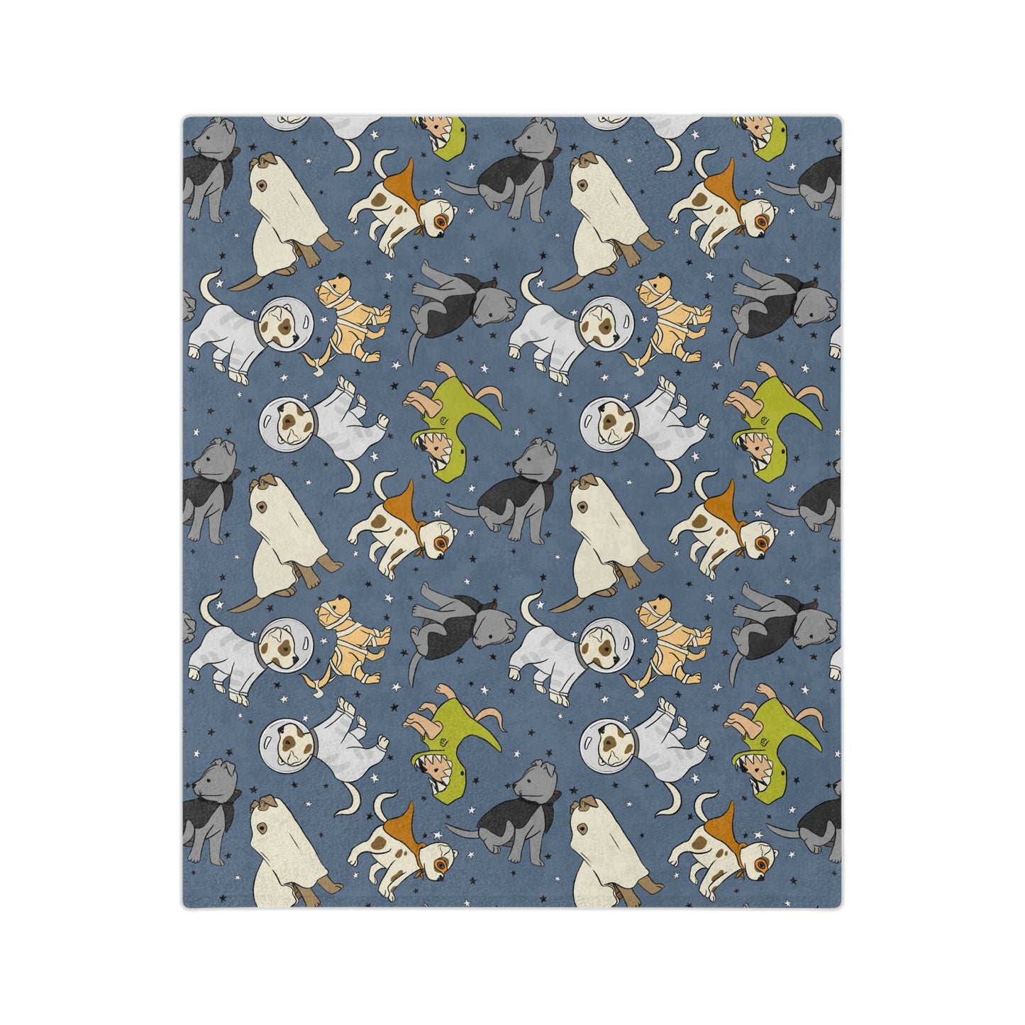 Dogs with Halloween costumes Velveteen Minky Blanket for dog lovers and Halloween lovers.