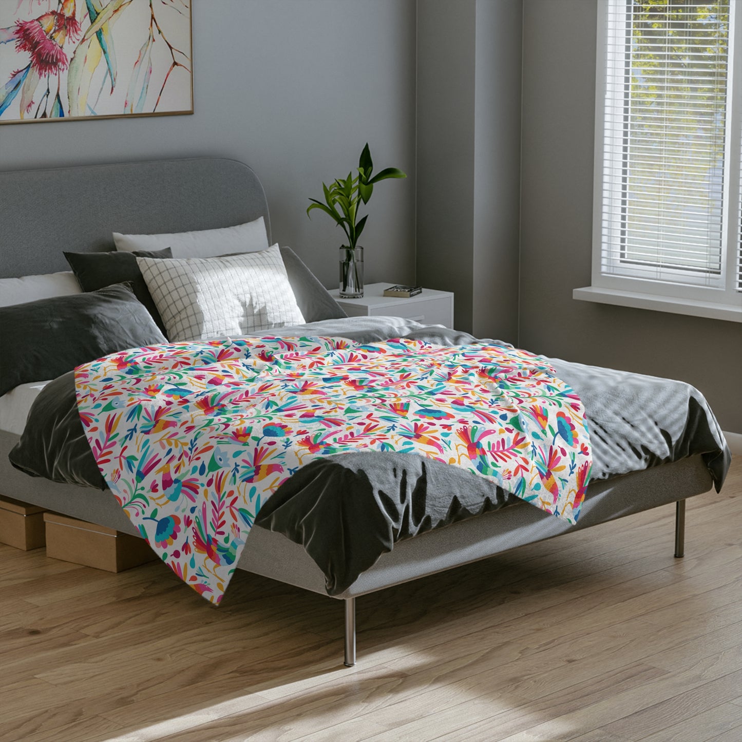 Otomi print Blanket for Mexican home decor. Birthday gift for Mexican mom, Mexican friend or tia.