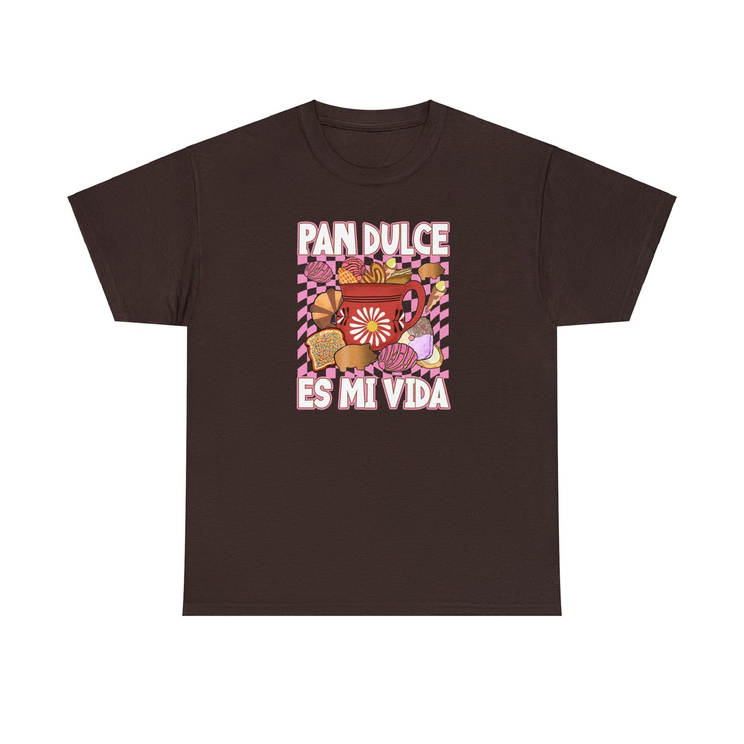 Pan dulce es mi vida tshirt. Mexican shirt for her or him. Unisex Heavy Cotton Tee with Mexican pastries. Cafecito, concha y chisme