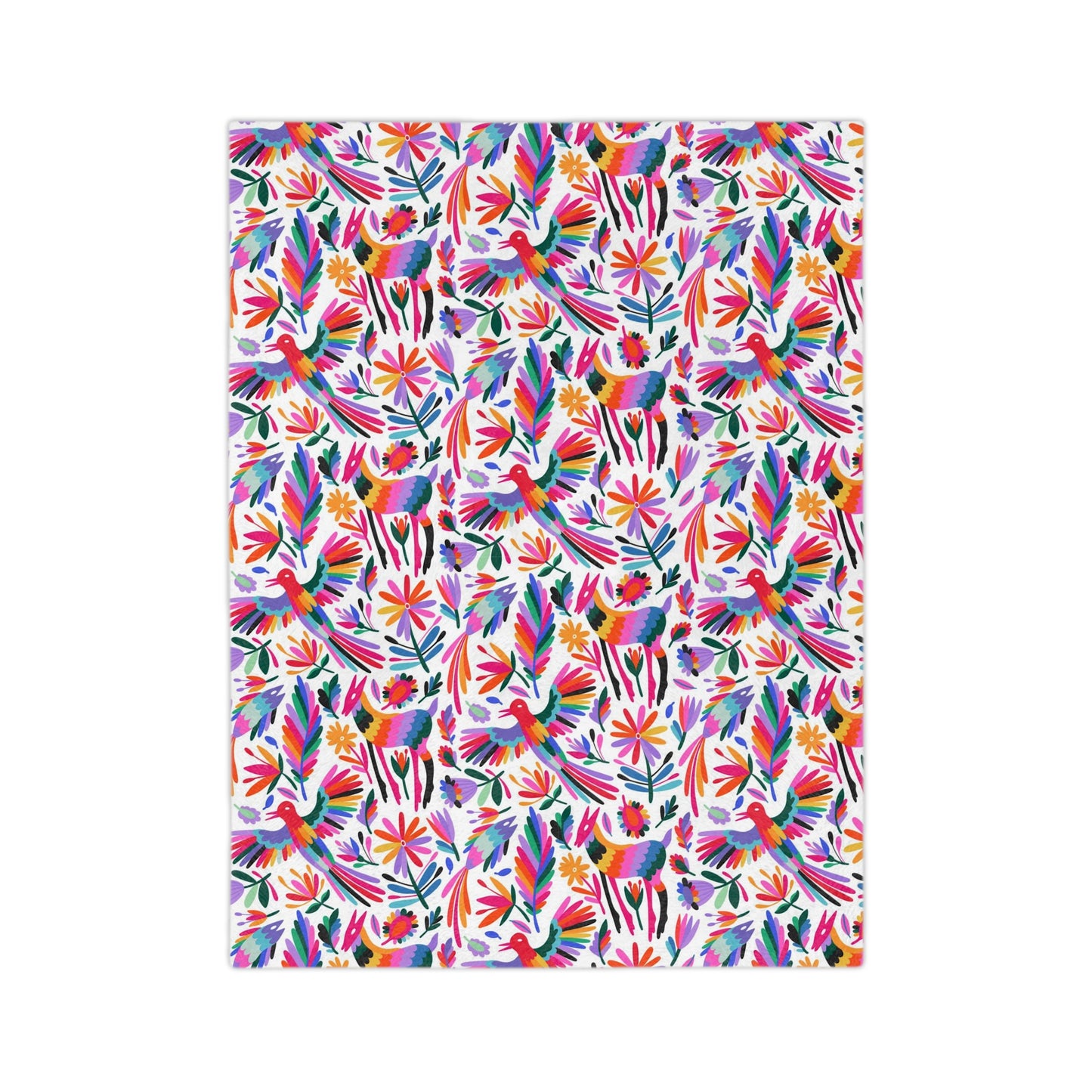 Otomi Velveteen Minky Blanket for Mexican home decor. Christmas gift for him or her. Mexican blanket with colorful Otomi art.
