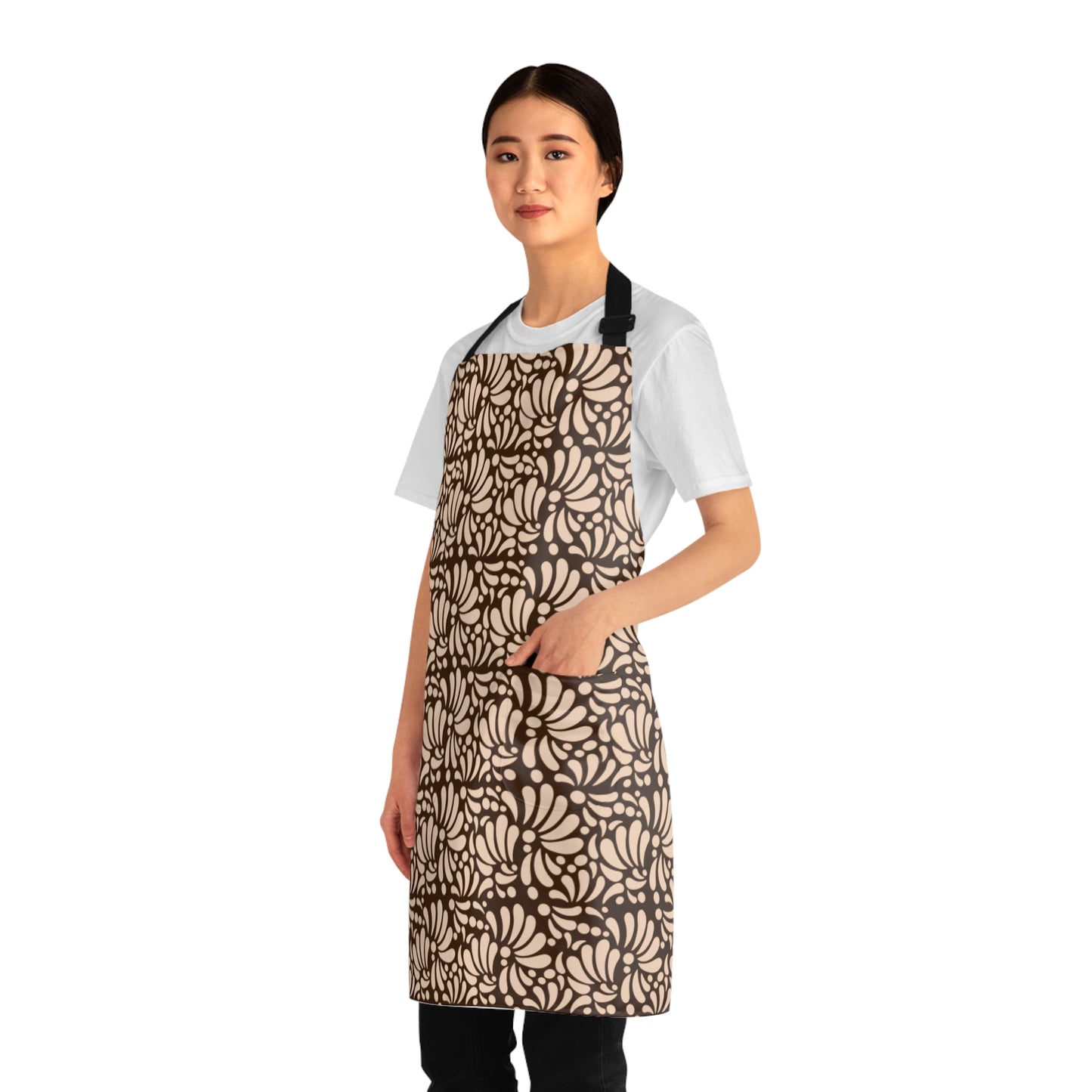 Brown Talavera Mandil with Two Pockets for Latin Mom, Chef or Amiga. Mexican apron with Mexican modern design.