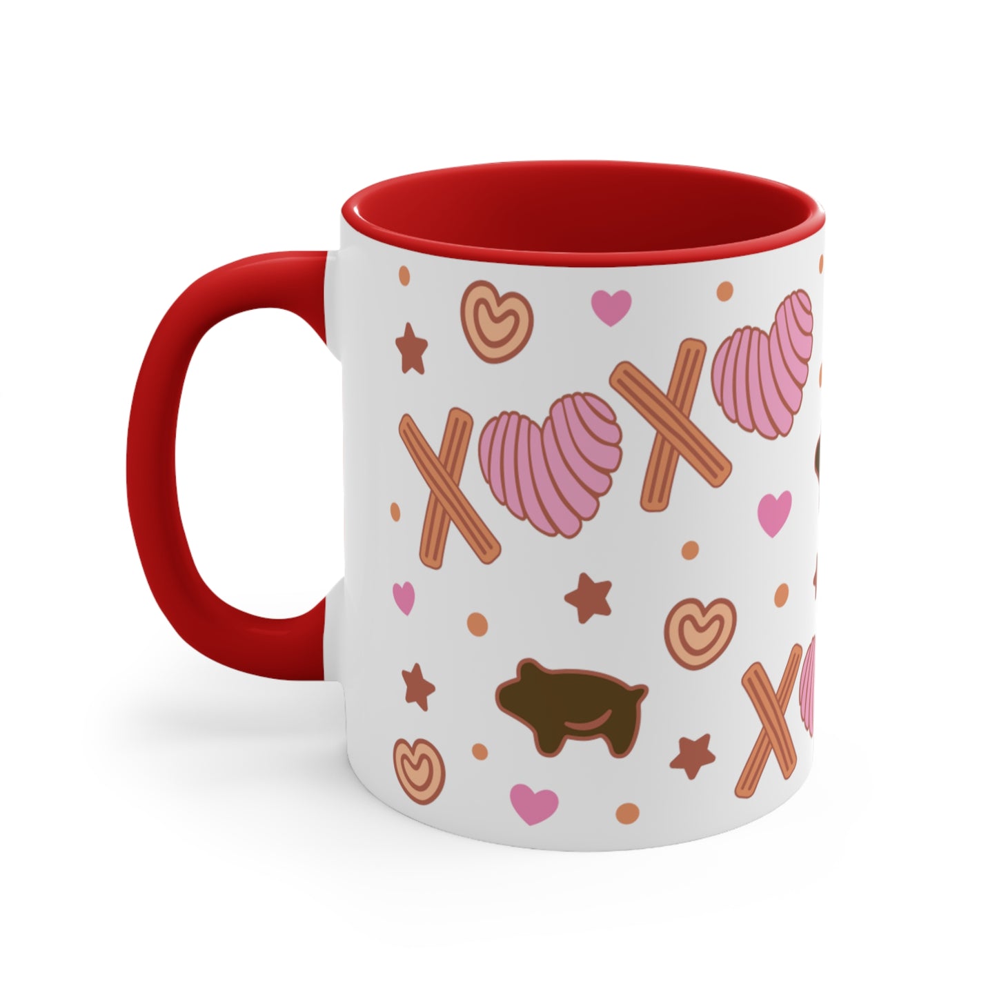 xoxo pan dulce Coffee Mug 11oz for Mexican girlfriend or concha lover. Mexican mug for her. Valentines Day gift . Concha churros y puerquito