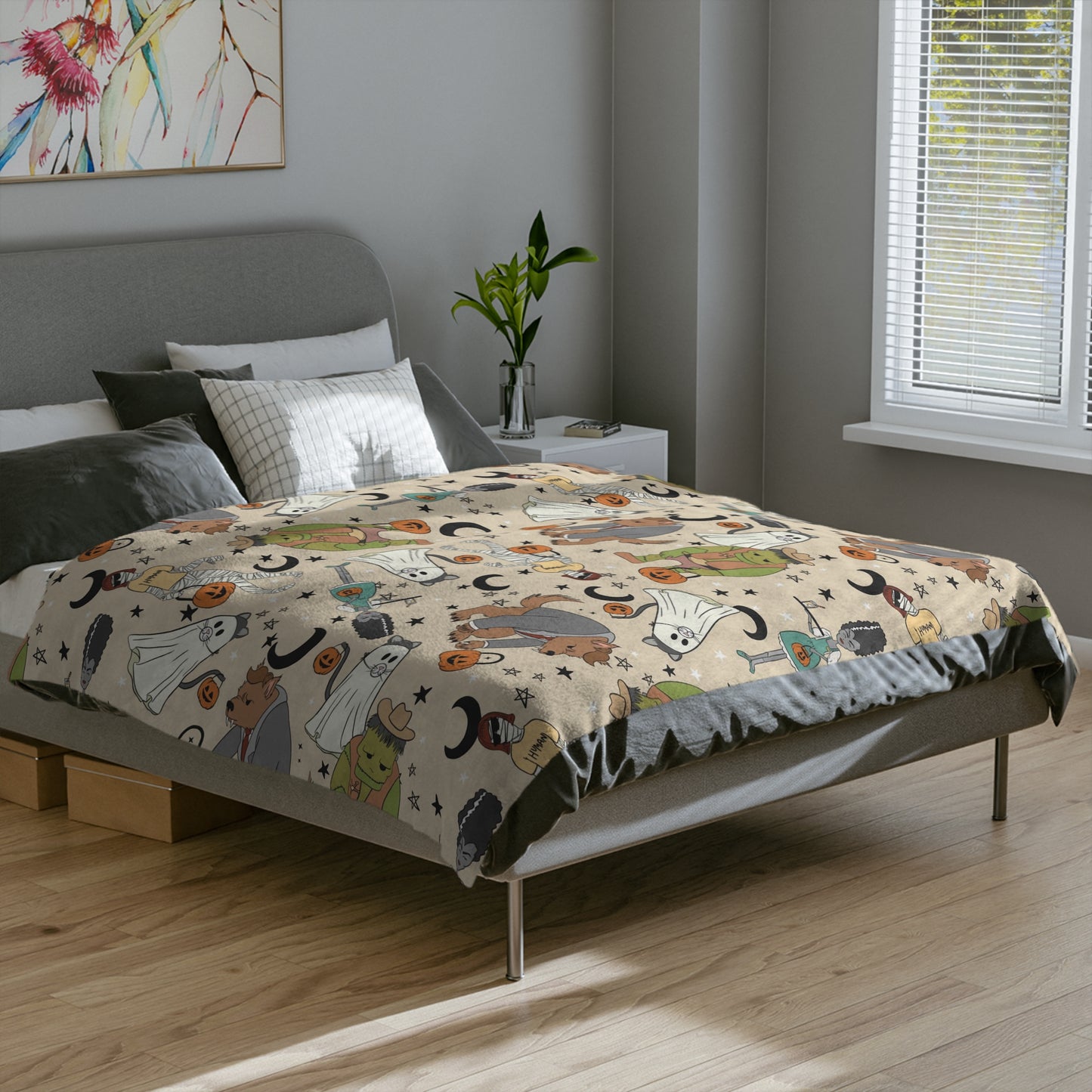 Cute Halloween blanket for Halloween lover or halloween season. Trick or treat Monsters soft Blanket for kids, youth or adults.