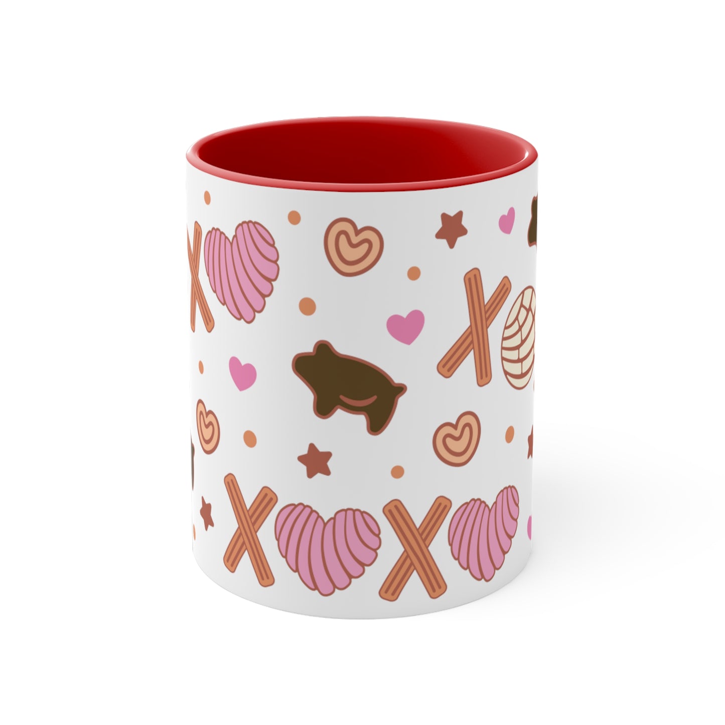 xoxo pan dulce Coffee Mug 11oz for Mexican girlfriend or concha lover. Mexican mug for her. Valentines Day gift . Concha churros y puerquito