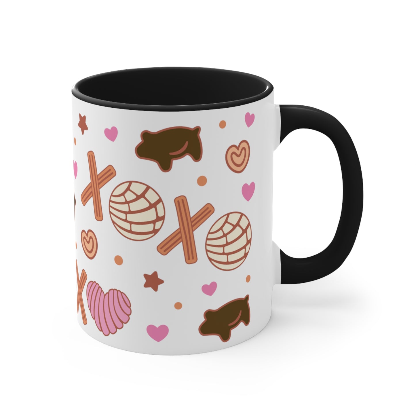 xoxo pan dulce Coffee Mug 11oz for Mexican girlfriend or concha lover. Mexican mug for her. Valentines Day gift . Concha churros y puerquito
