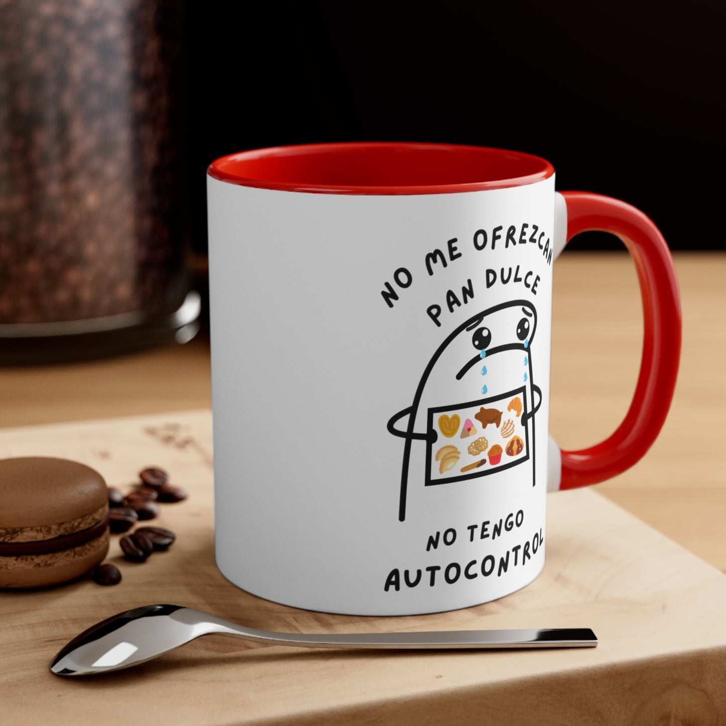 Funny Mexican Coffee Mug, 11oz for Mexican family or friends. No me ofrezcan pan dulce no tengo autocontrol.