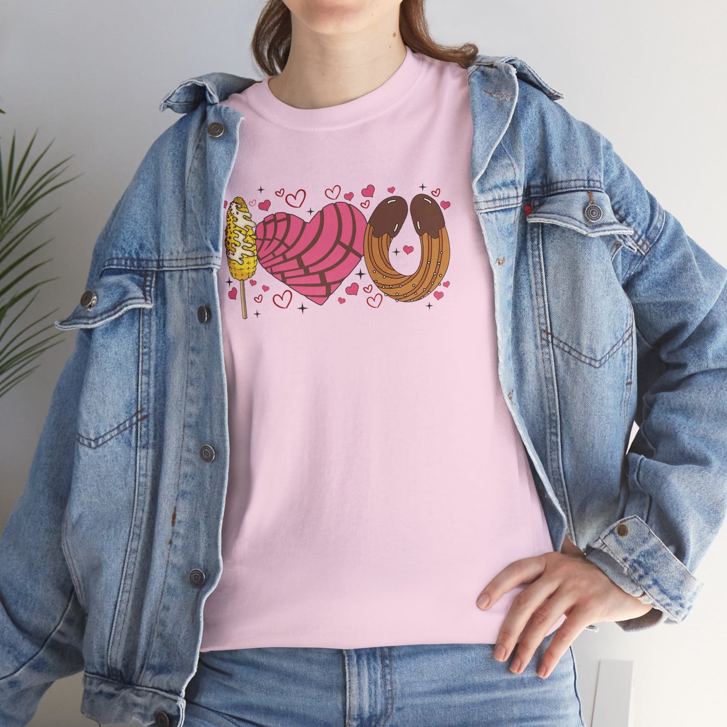 I love you shirt with elote, concha y churro. Mexican Unisex Heavy Cotton Tee. Mexican Valentines Day. Pan dulce shirt.