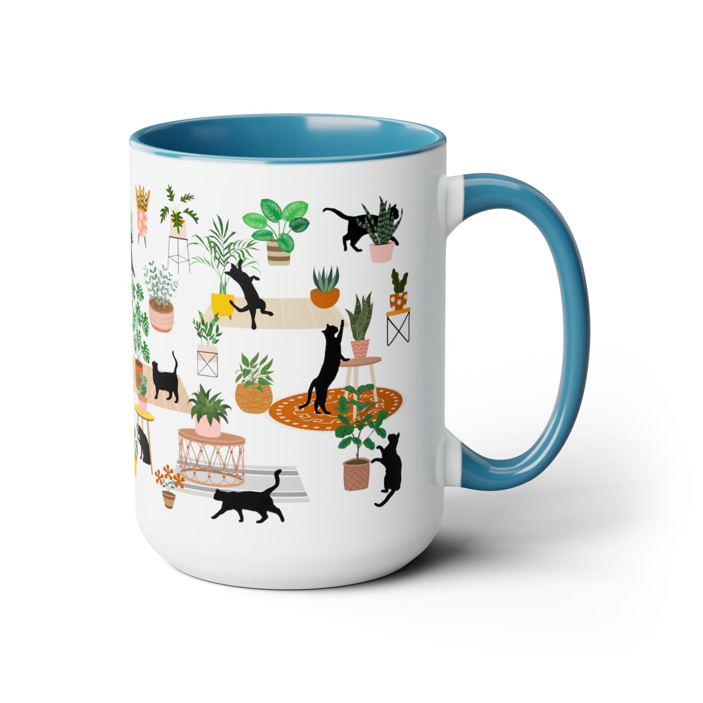 Cats and plants Coffee Mugs, 15oz for plant daddy and cat lady.