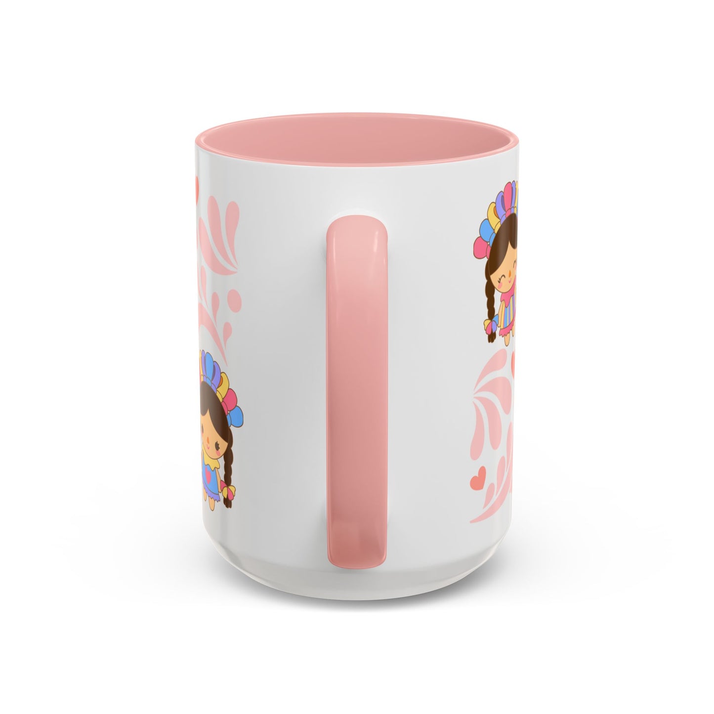 Pink Talavera and Mexican Doll coffee mug , Christmas Birthday Gift, Mexican Heritage Kitchen Decor, Microwavable Dishwasher Safe, Accent
