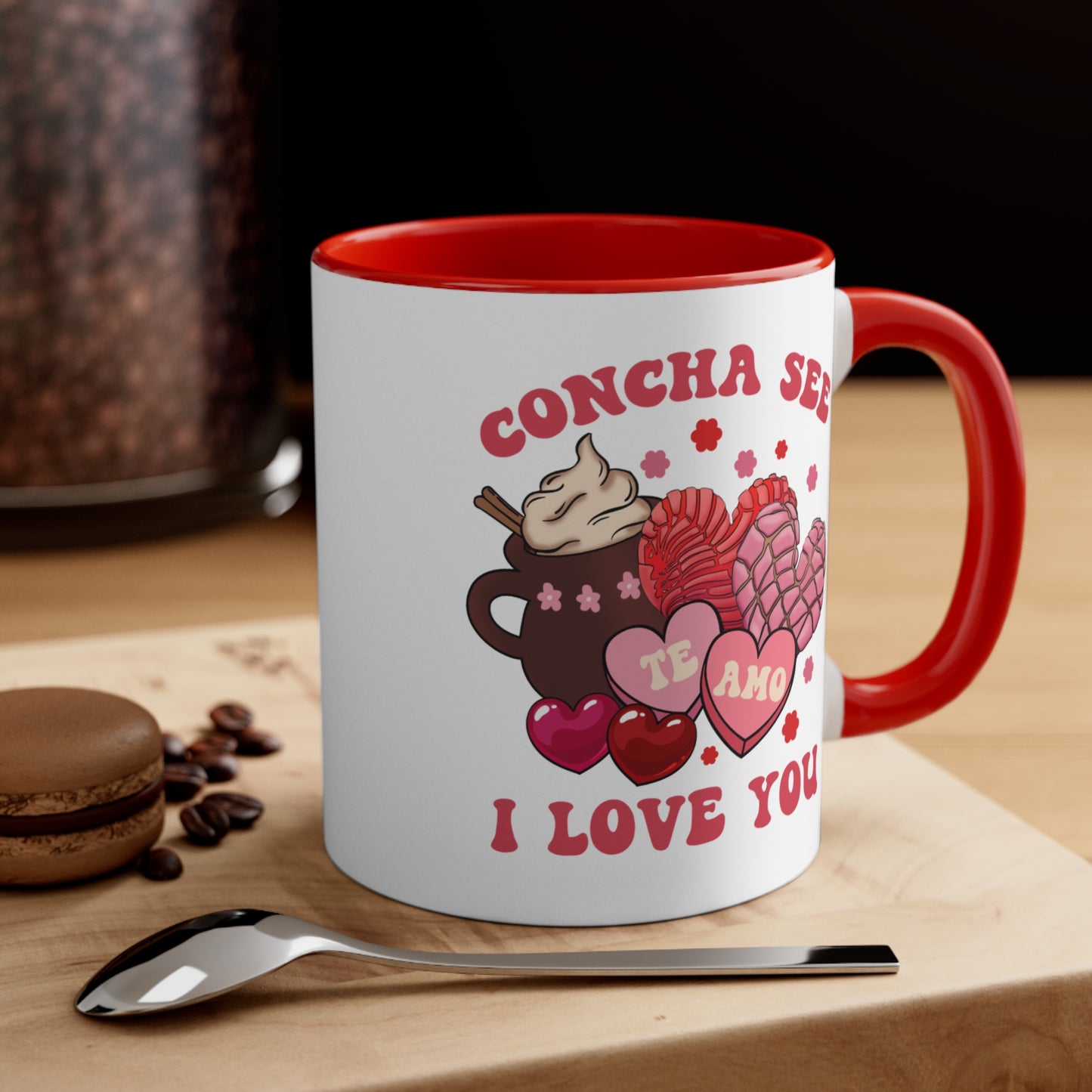 concha see I love you Coffee Mug, 11oz. Mexican Valentine’s Day for Mexican girlfriend. Te amo taza de café.