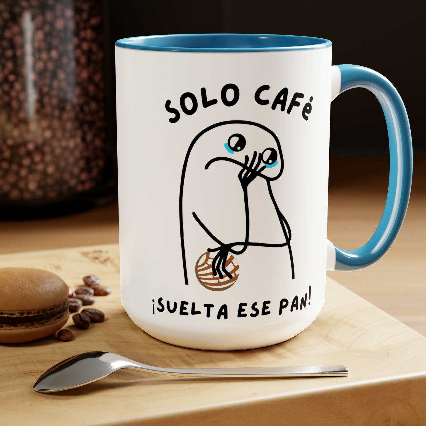 Solo cafe suelta ese pan Coffee Mugs, 15oz of Latin friend or Mexican dad. Gift for Mexican girlfriend or Hispanic mom. Mexican mug