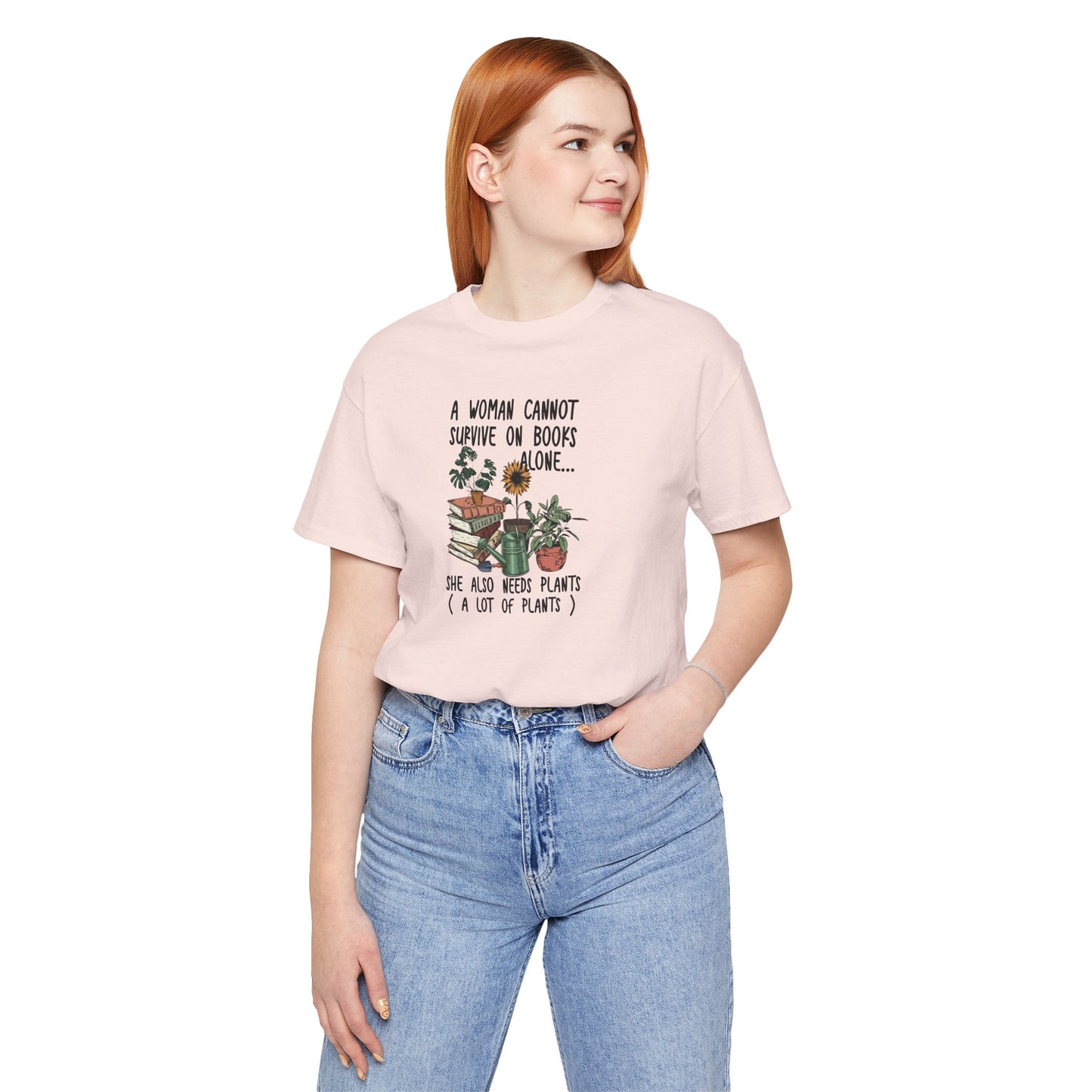 Book and Plant Lover for her. A woman can not survive on books alone, she need plants, a lot of plants Tee