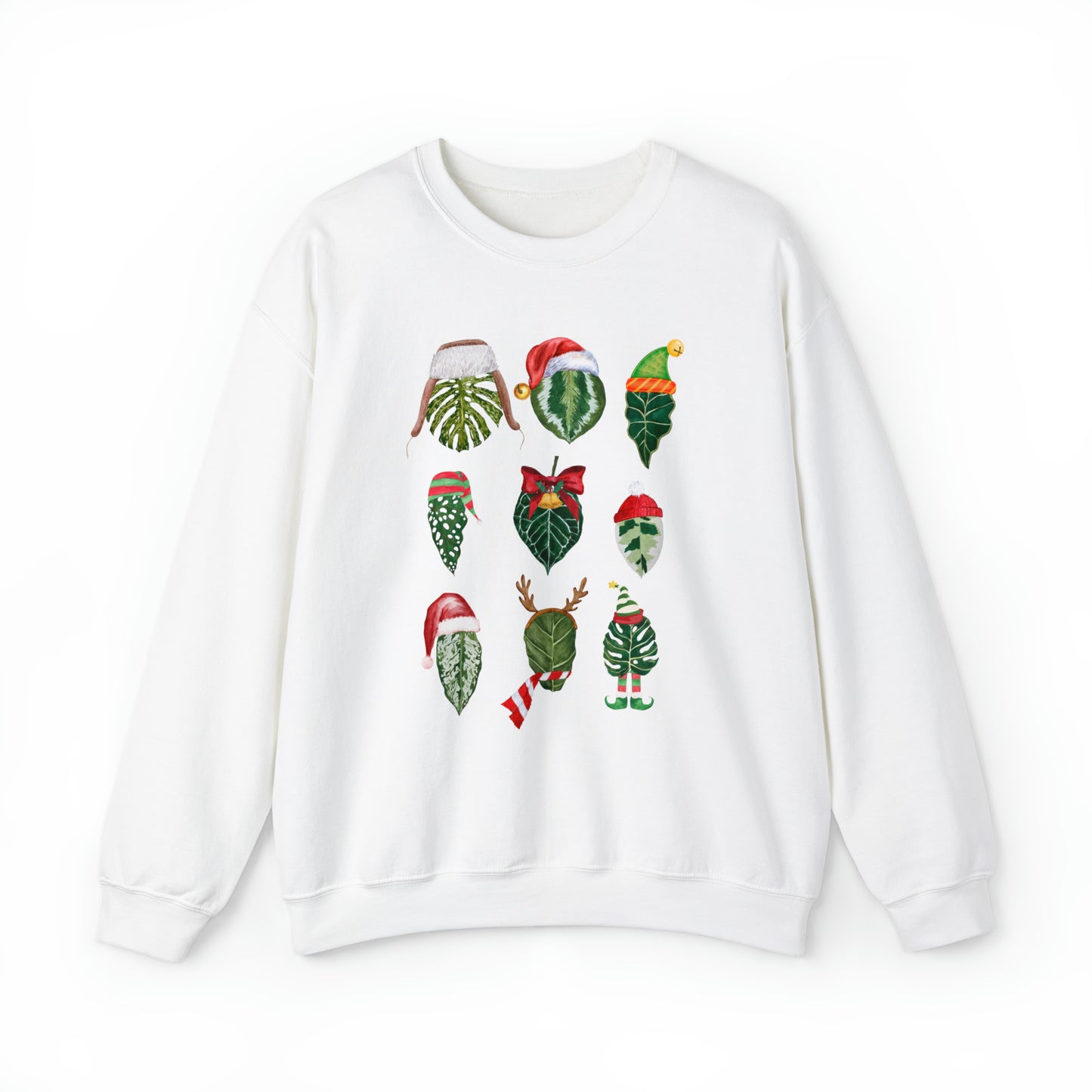 Christmas plant Sweatshirt with monstera, alocasia, ficus, calathea with christmas accessories for plant daddy, plant lady or plant mama.