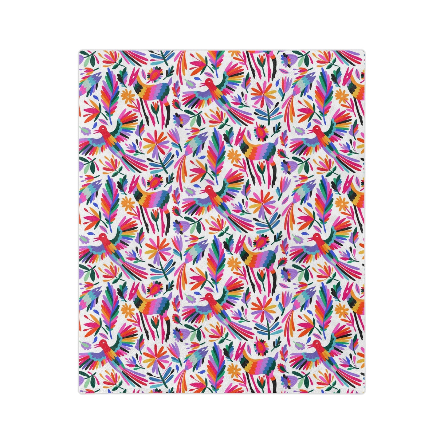 Otomi Velveteen Minky Blanket for Mexican home decor. Christmas gift for him or her. Mexican blanket with colorful Otomi art.