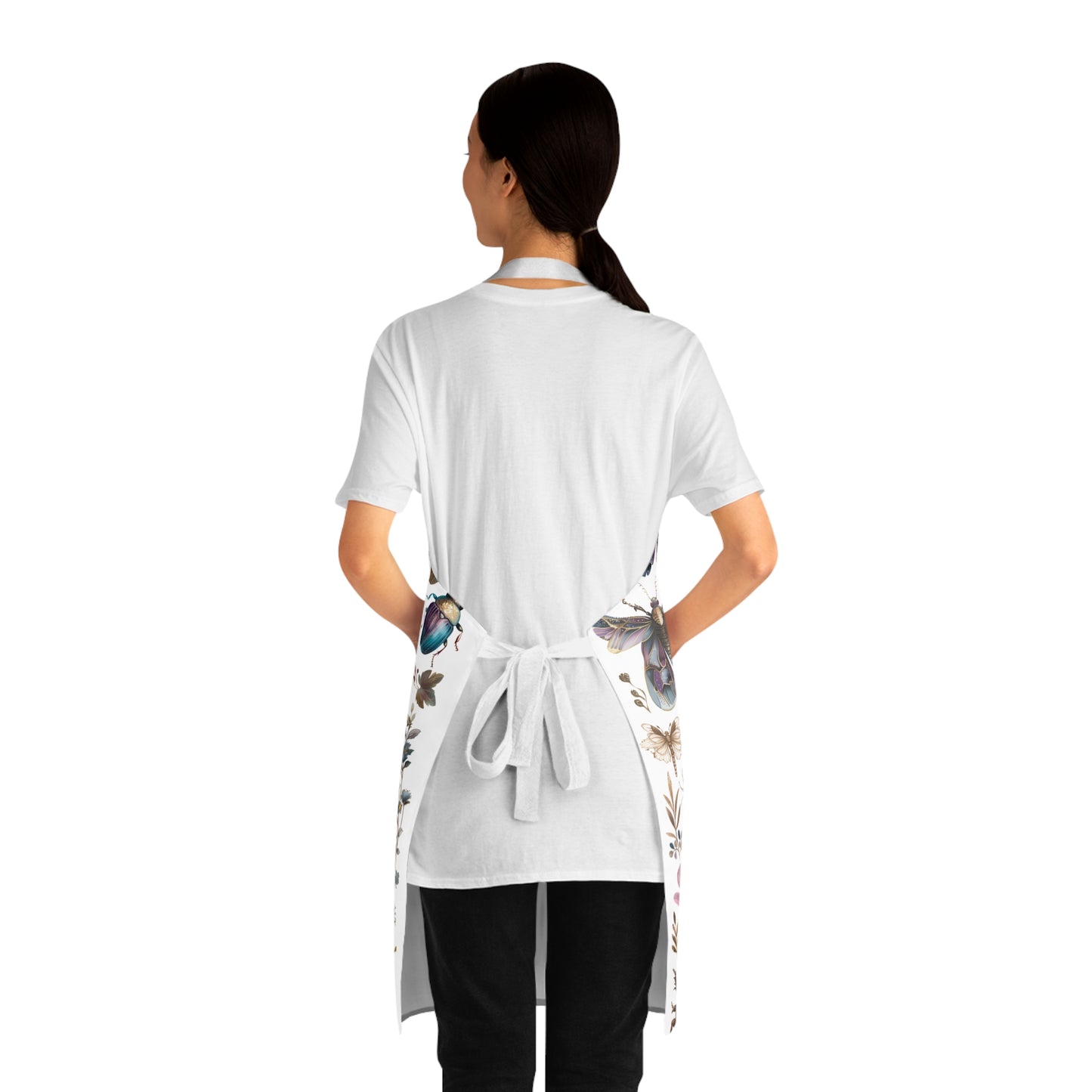 Beetles and purples flowers Apron. Victorian beetles and flowers art.
