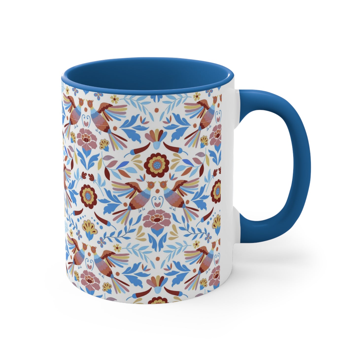 Mexican folk Coffee Mug, 11oz for her. Christmas gift for Mexican friends. Muted colors Otomi art . Mexican modern decor