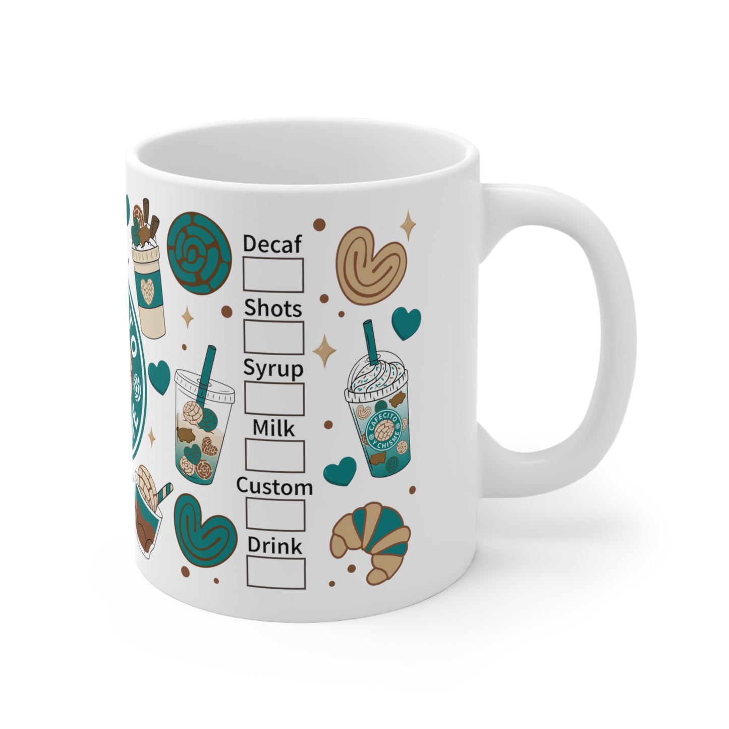 cafecito y chisme Ceramic Mug 11oz for comadre, ahijada or Mexican best friend. Navidad gift for her.