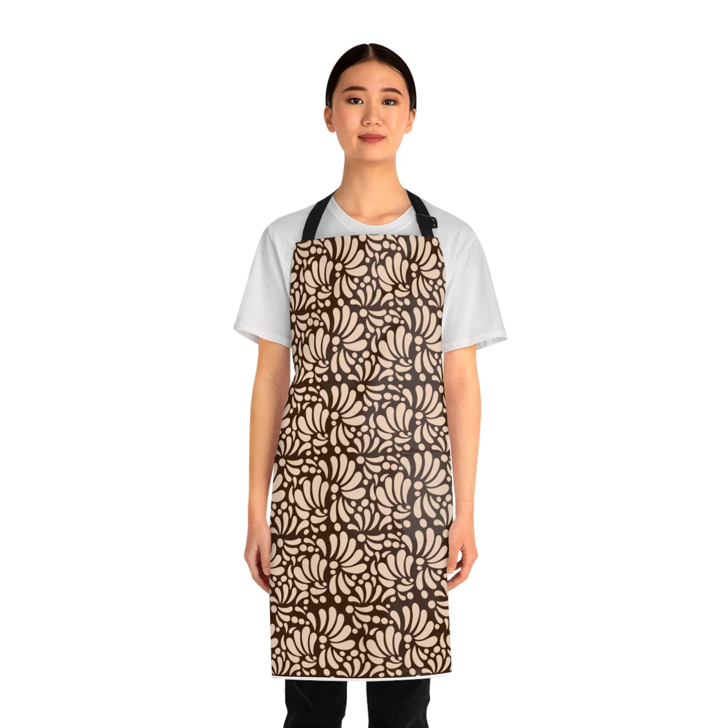 Brown Talavera Mandil with Two Pockets for Latin Mom, Chef or Amiga. Mexican apron with Mexican modern design.