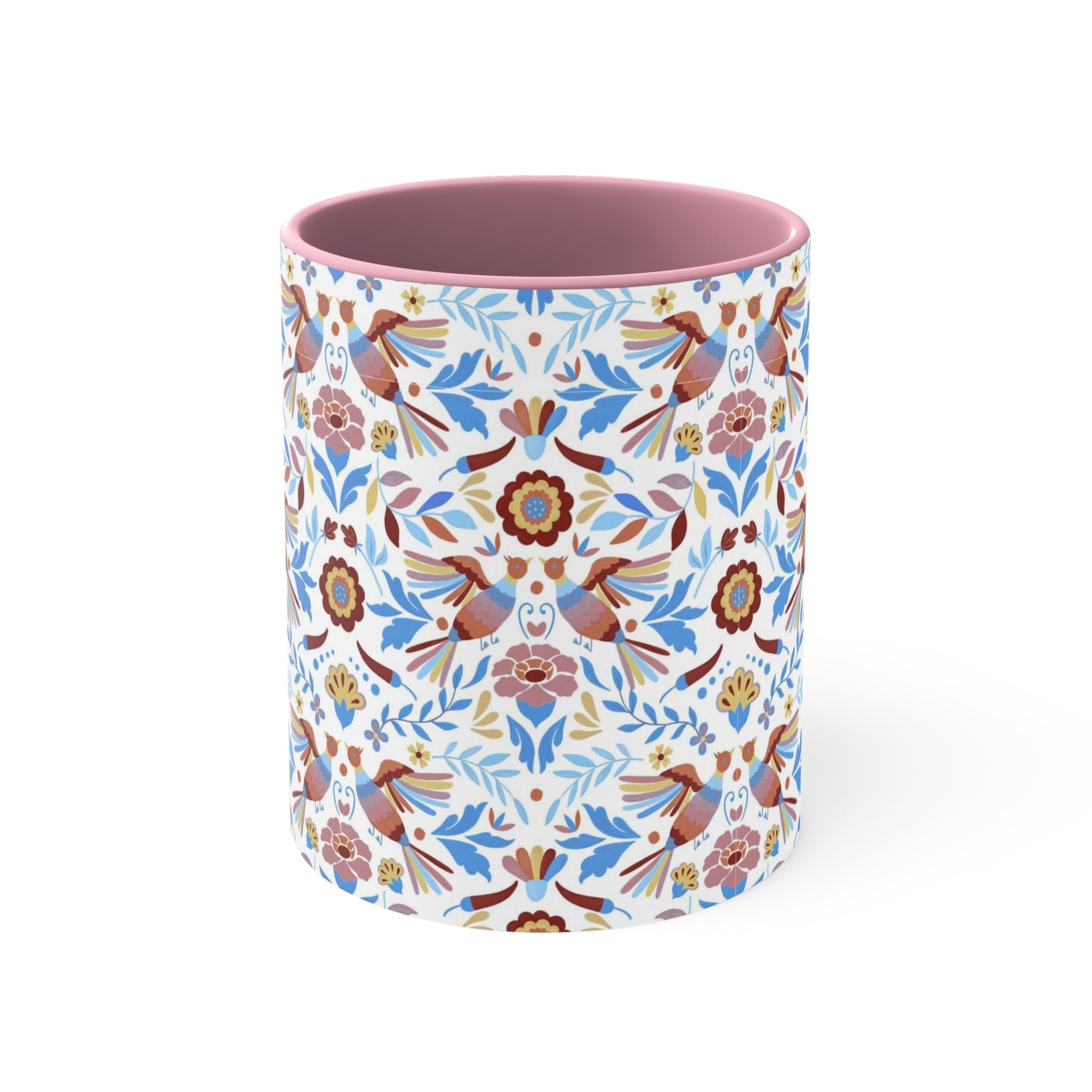 Mexican folk Coffee Mug, 11oz for her. Christmas gift for Mexican friends. Muted colors Otomi art . Mexican modern decor