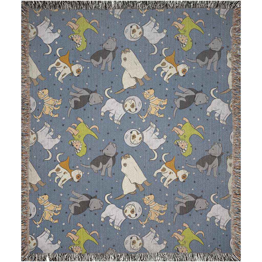 Dogs with halloween costume woven blanket for dog lover and halloween lover.