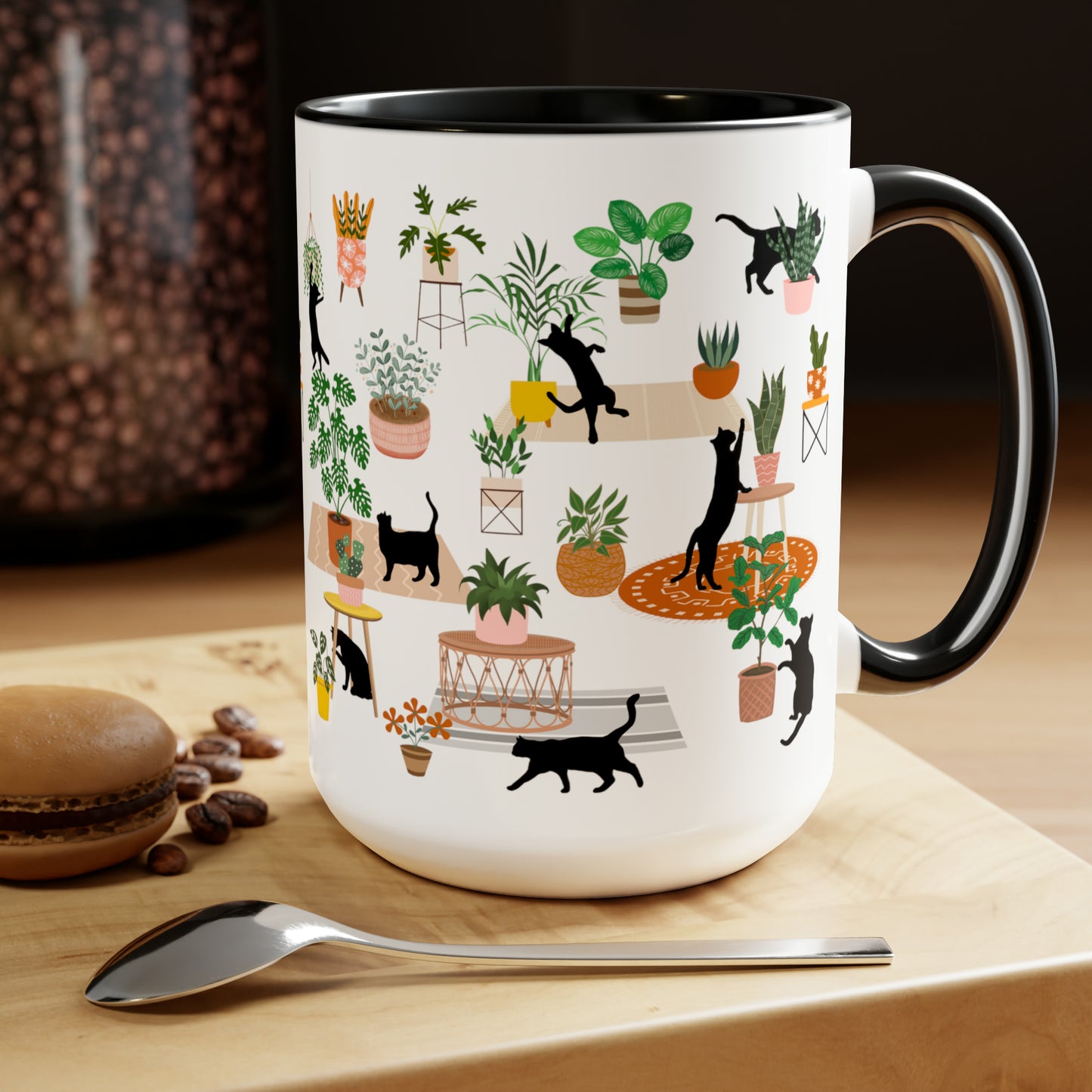 Cats and plants Coffee Mugs, 15oz for plant daddy and cat lady.