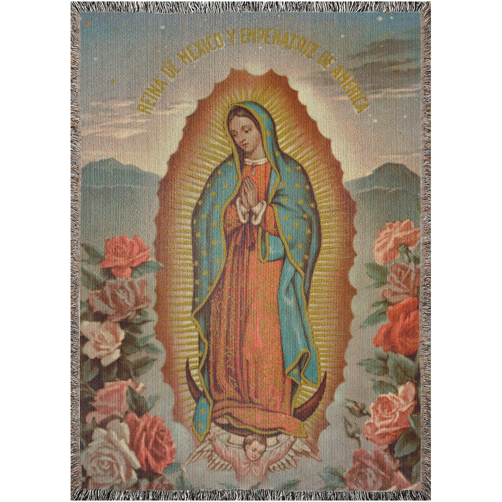 Lady Guadalupe Woven Blanket. Virgencita gift for mother or friend. Guadalupana. Virgen de Guadalupe art.