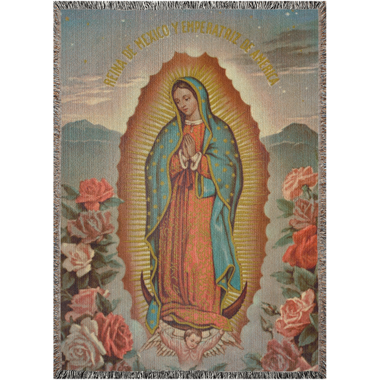 Lady Guadalupe Woven Blanket. Virgencita gift for mother or friend. Guadalupana. Virgen de Guadalupe art.