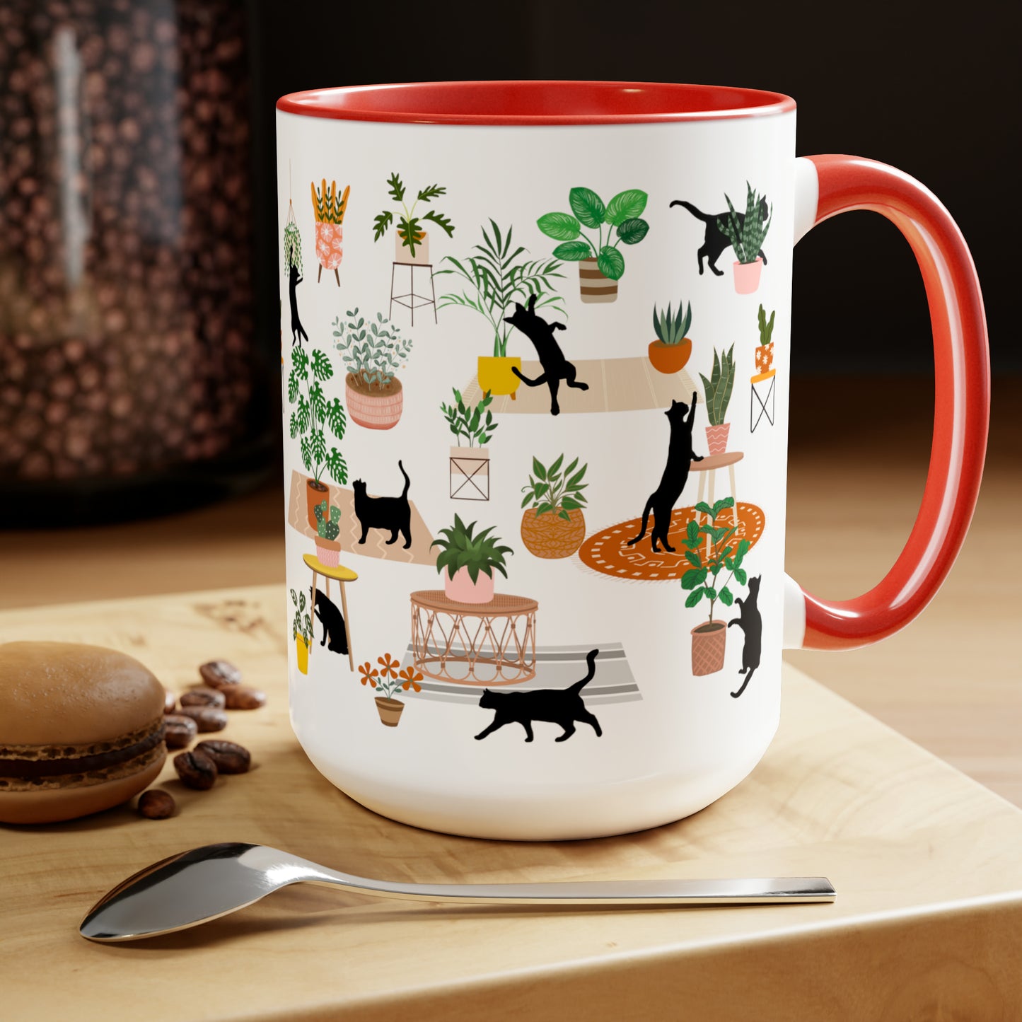 Cats and plants Coffee Mugs, 15oz for plant daddy and cat lady.