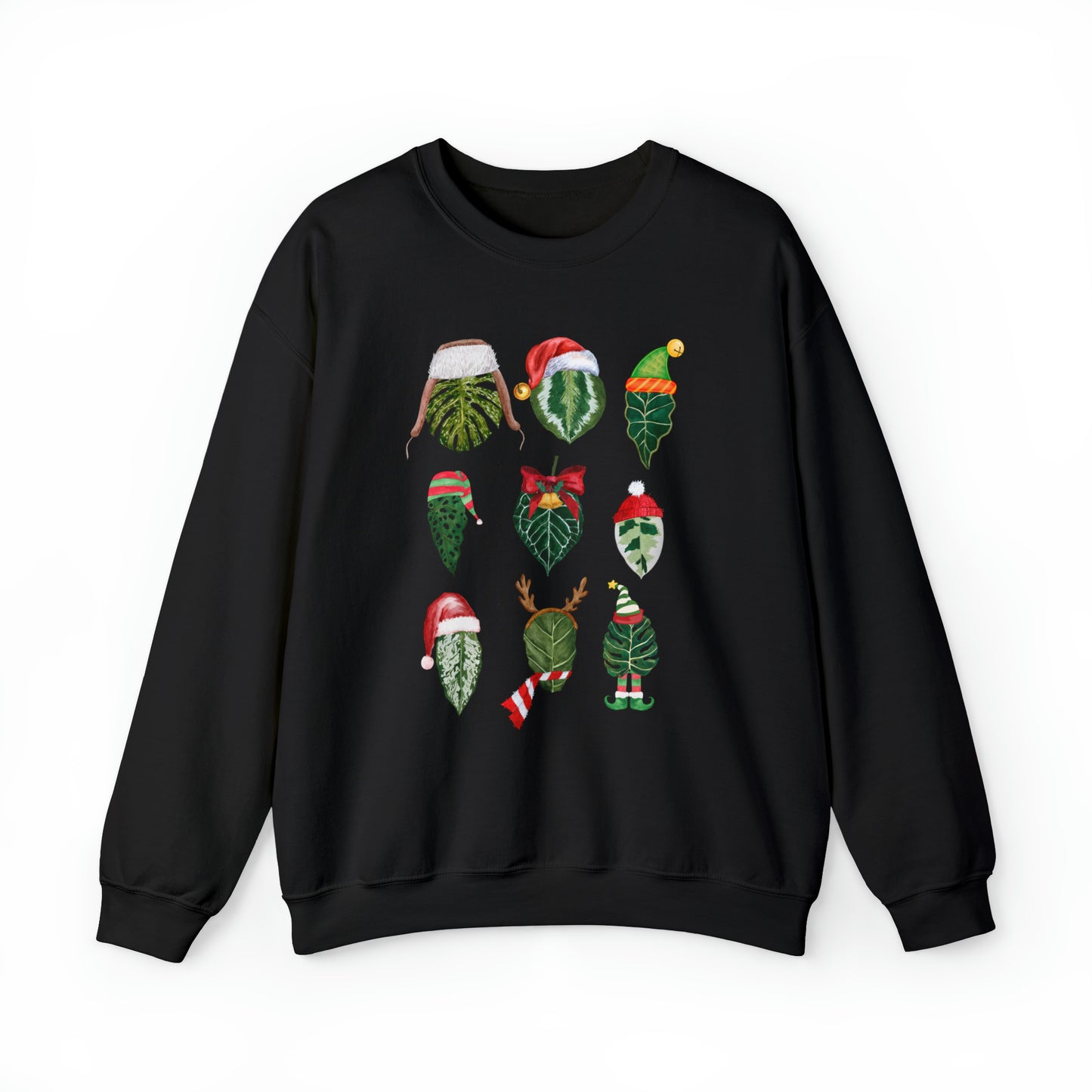 Christmas plant Sweatshirt with monstera, alocasia, ficus, calathea with christmas accessories for plant daddy, plant lady or plant mama.