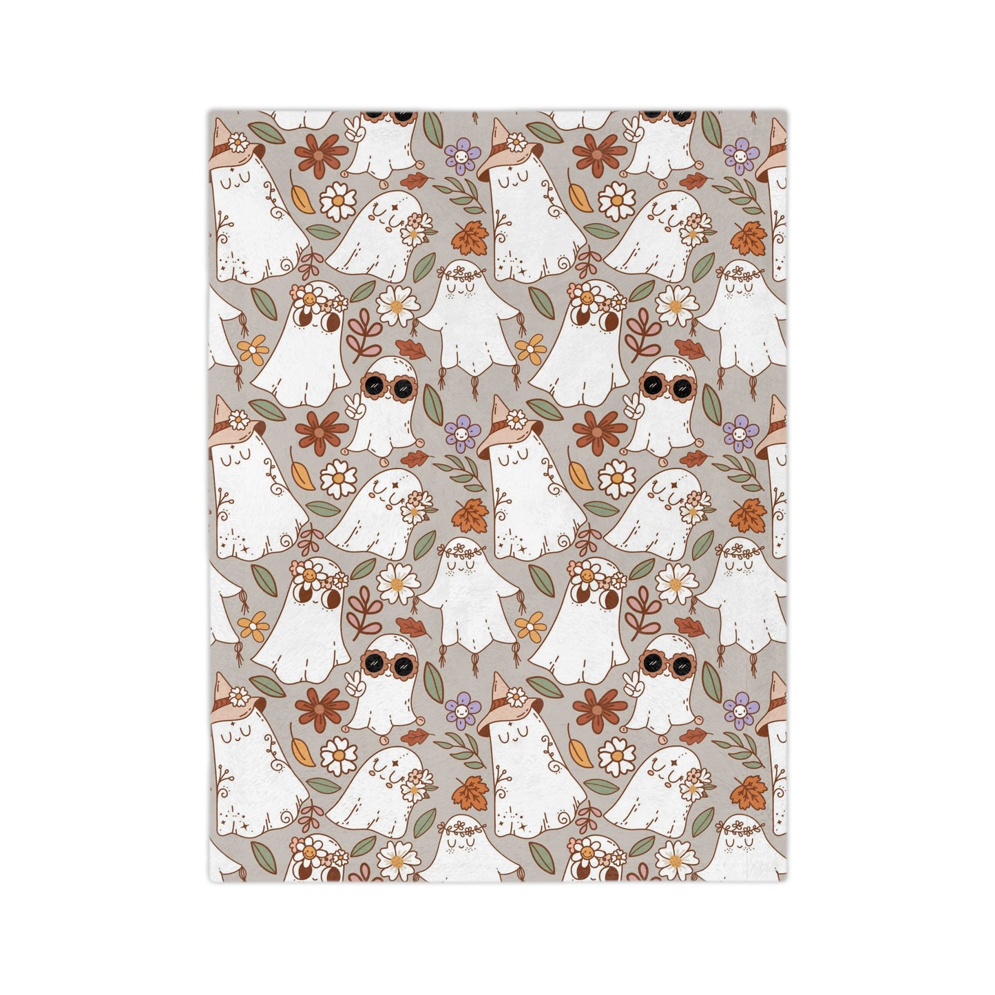 Cute ghosts with flowers Velveteen Minky Blanket for Halloween season or Halloween lovers.