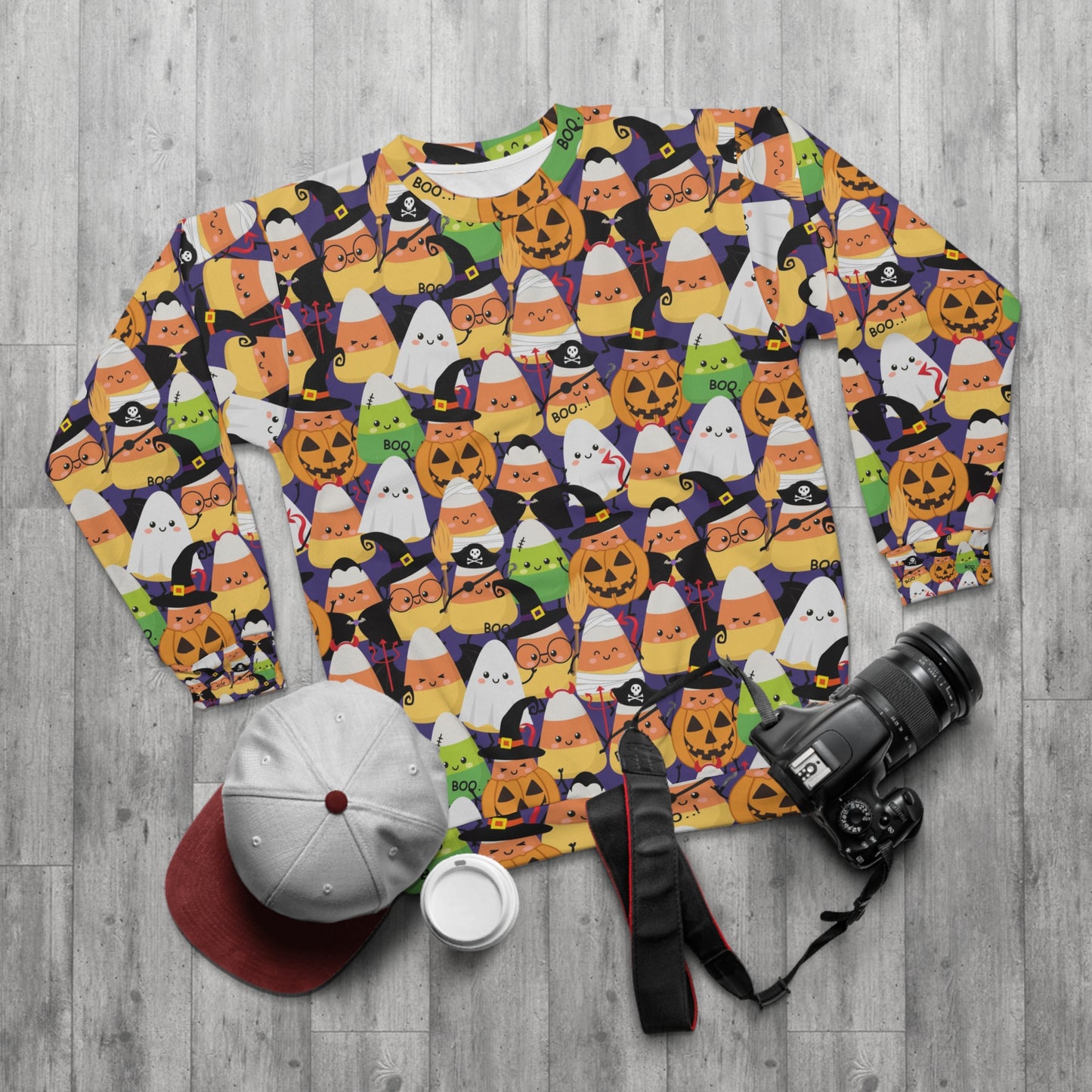 Cute candy corn with Halloween costumes Unisex Sweatshirt for Halloween lover and candy corn lover. LIMITED TIME.