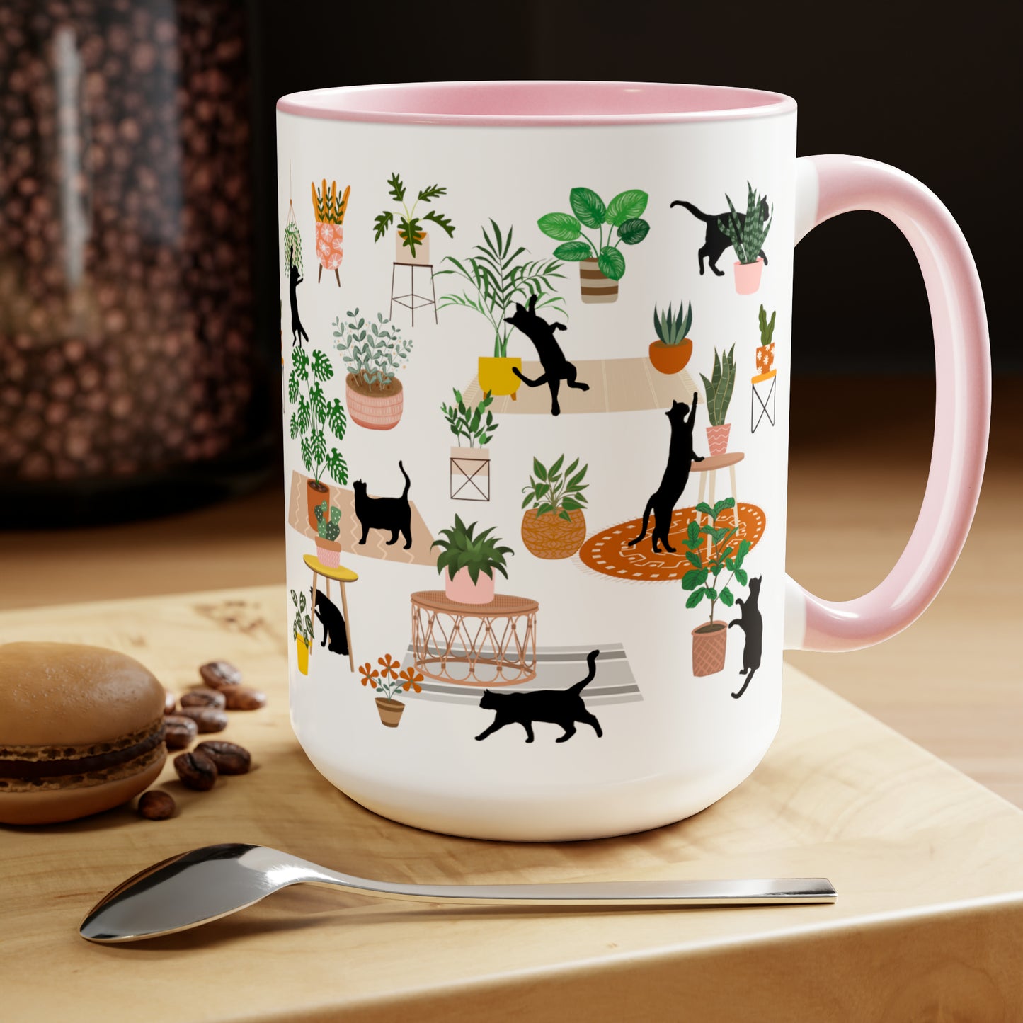 Cats and plants Coffee Mugs, 15oz for plant daddy and cat lady.