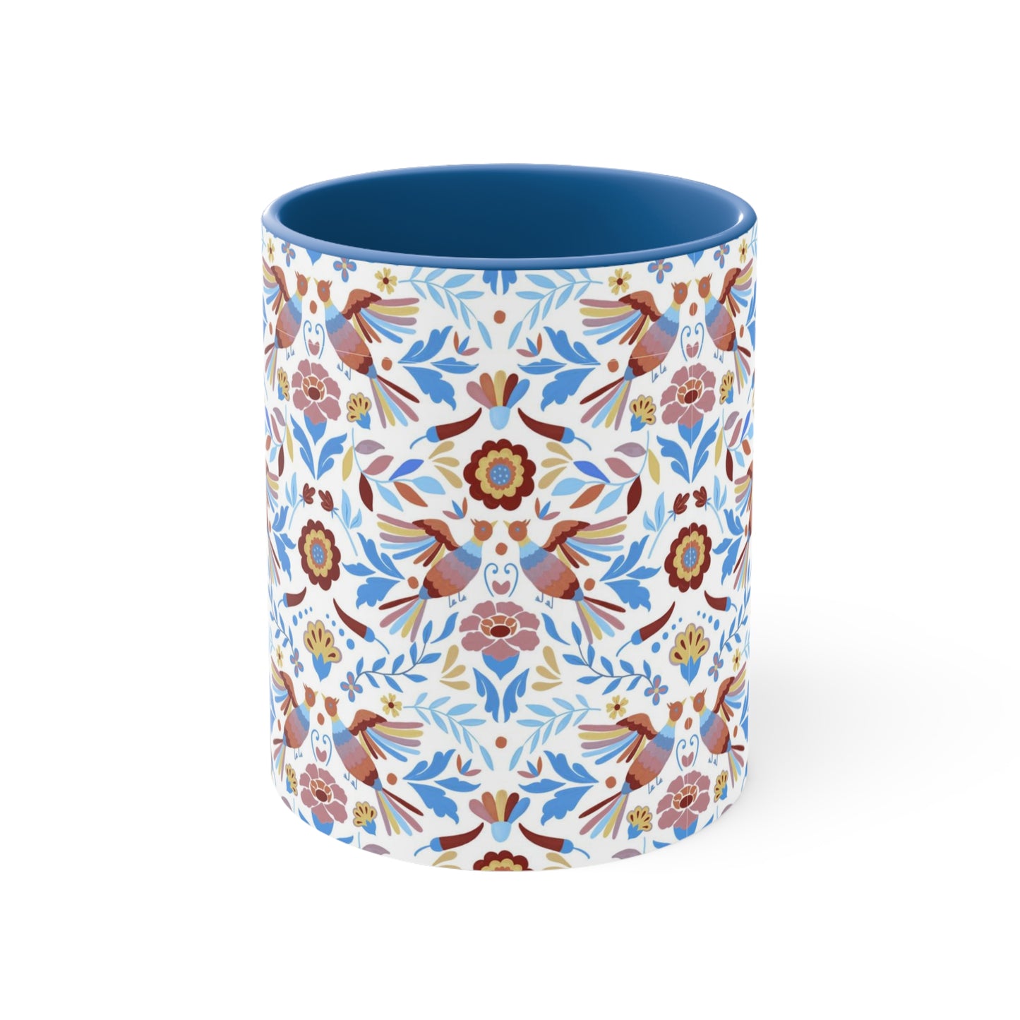 Mexican folk Coffee Mug, 11oz for her. Christmas gift for Mexican friends. Muted colors Otomi art . Mexican modern decor