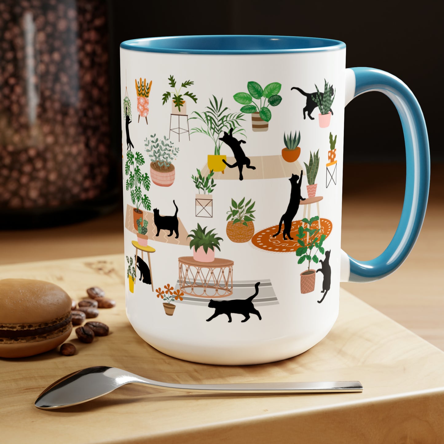 Cats and plants Coffee Mugs, 15oz for plant daddy and cat lady.
