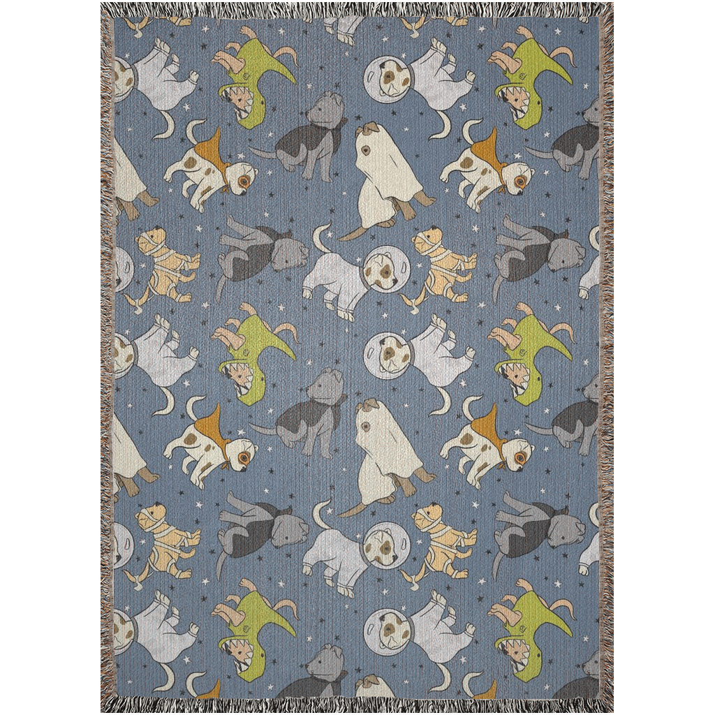 Dogs with halloween costume woven blanket for dog lover and halloween lover.