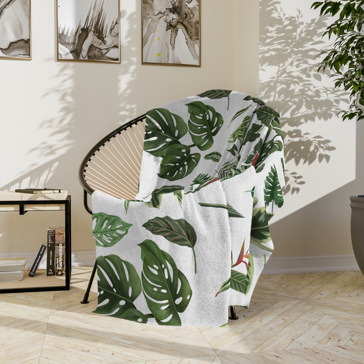 Plant blanket. Plant leaves Velveteen Plush Blanket