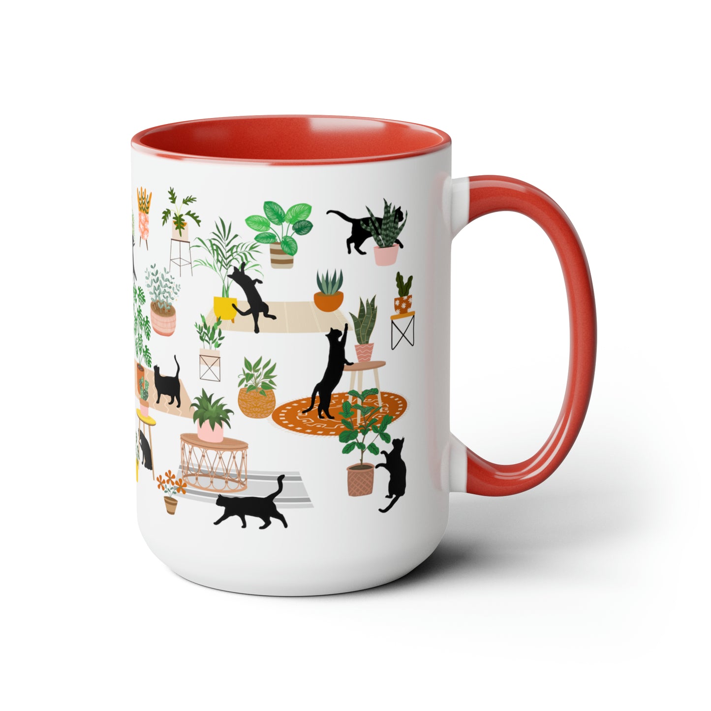 Cats and plants Coffee Mugs, 15oz for plant daddy and cat lady.