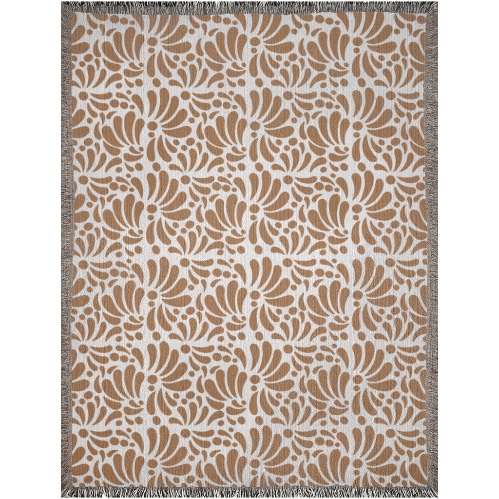 Beige Talavera Woven Blanket For Hispanic Home Decor, Mexican Decor Or Latin Decoration. Talavera Blanket For Him Or Her
