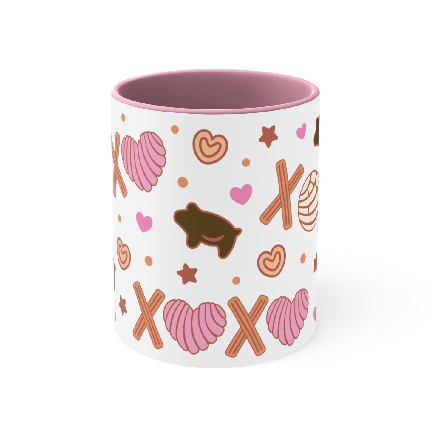 xoxo pan dulce Coffee Mug 11oz for Mexican girlfriend or concha lover. Mexican mug for her. Valentines Day gift . Concha churros y puerquito
