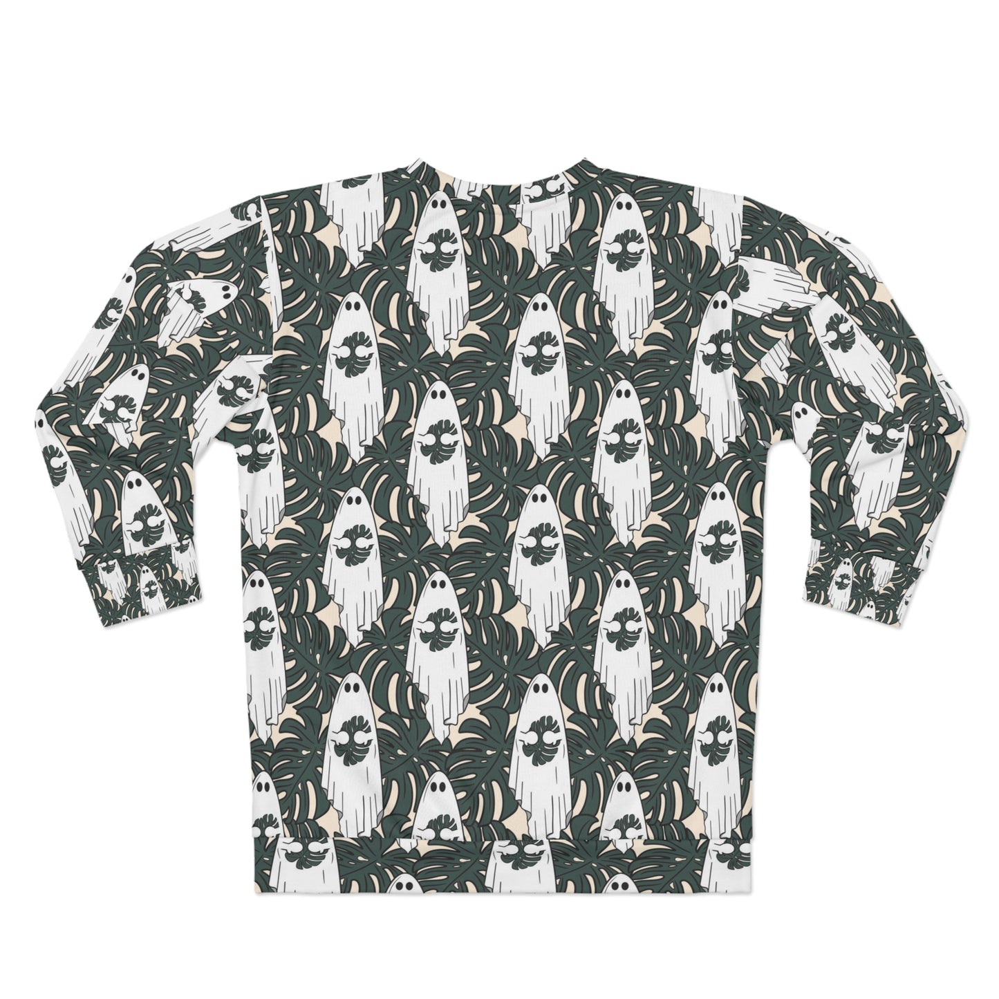 Monstera leaves and cute ghost Unisex Sweatshirt for plant lover and Halloween lover. LIMITED TIME.