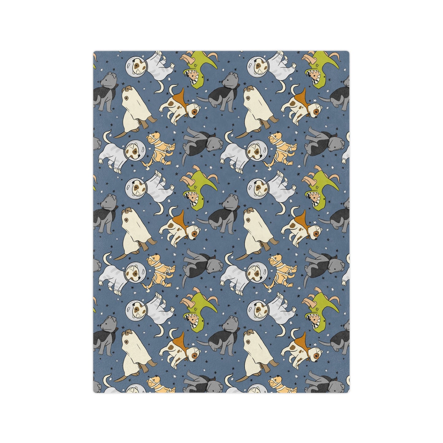 Dogs with Halloween costumes Velveteen Minky Blanket for dog lovers and Halloween lovers.