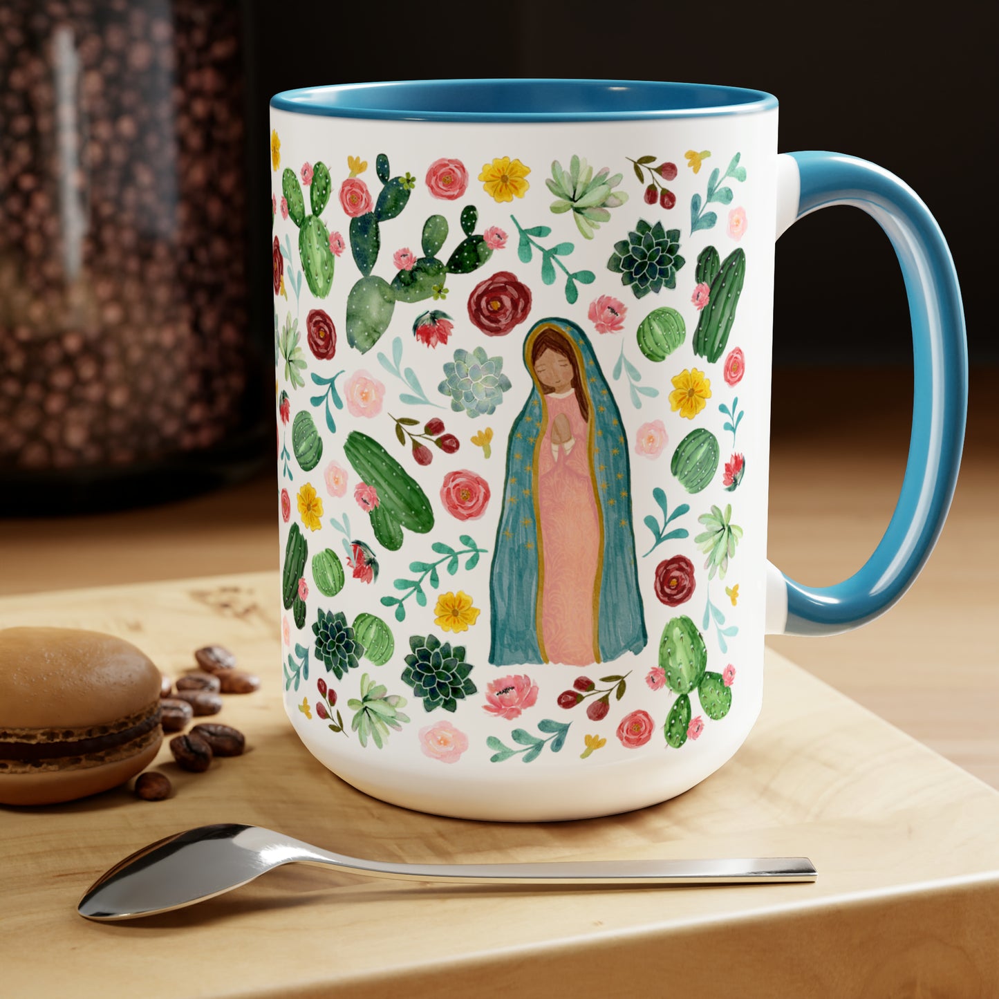 Virgen de Guadalupe Coffee Mugs, 15oz for mother, friends. Catholic gift for her. Virgencita cup.