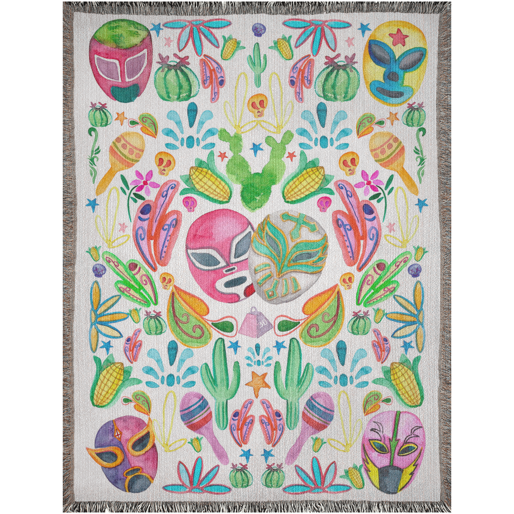 Mexican wrestling Woven Blanket. Mexican home decor. Luchadores